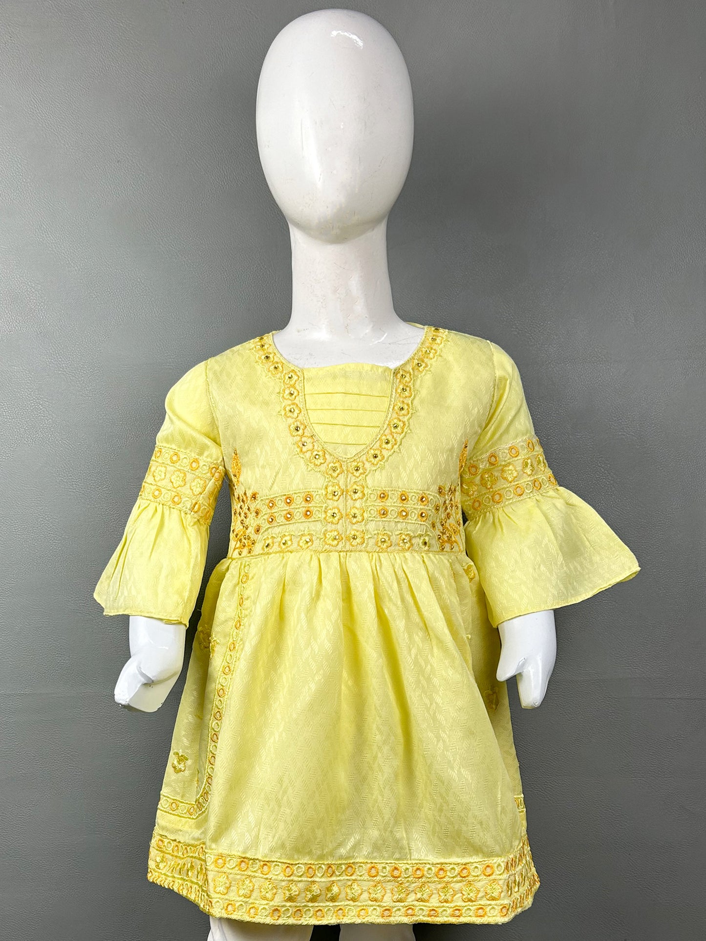 2Yr - 8Yrs Yellow Embroidered Suit For Girls RZ GS191