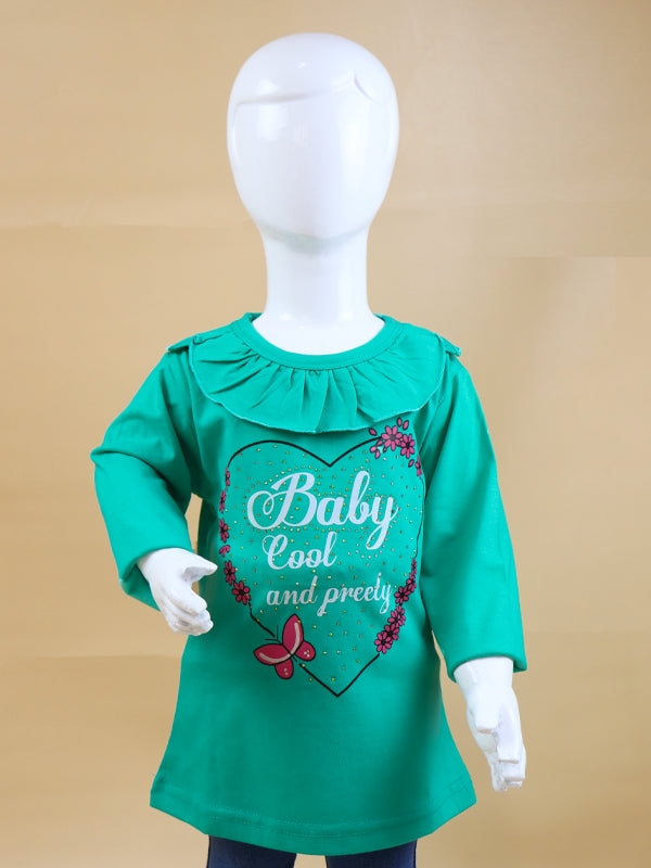 GTS06 SK Full Sleeves Girls T-Shirt 1Yrs - 4Yrs Baby Cool Sea Green