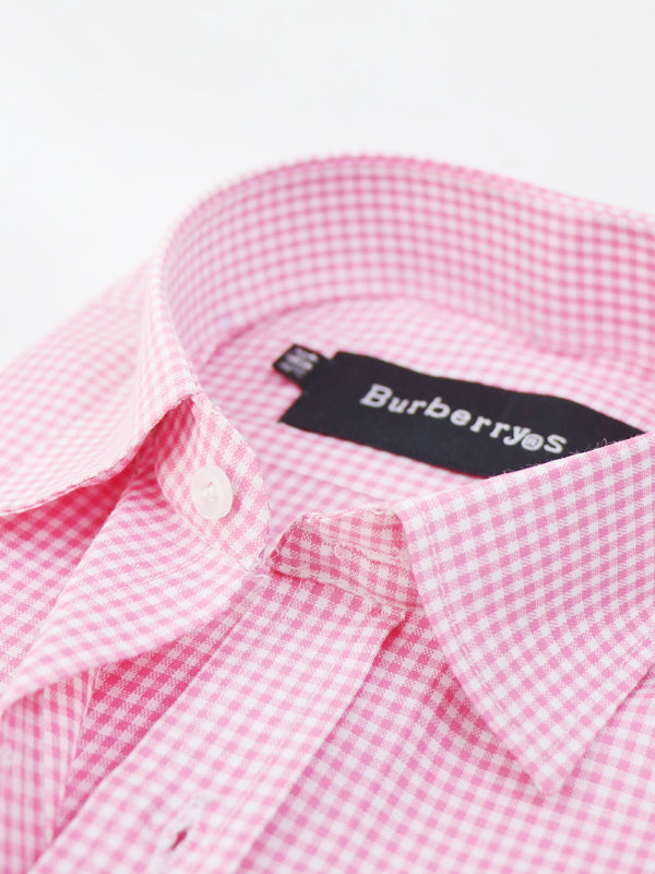 MFS12 Men's Formal Dress Shirt Light Pink Checks