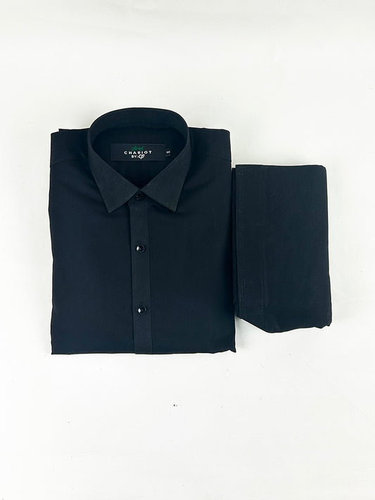 744-9 Black 100% Cotton Stitched Suit Kameez Shalwar For Men MSK151