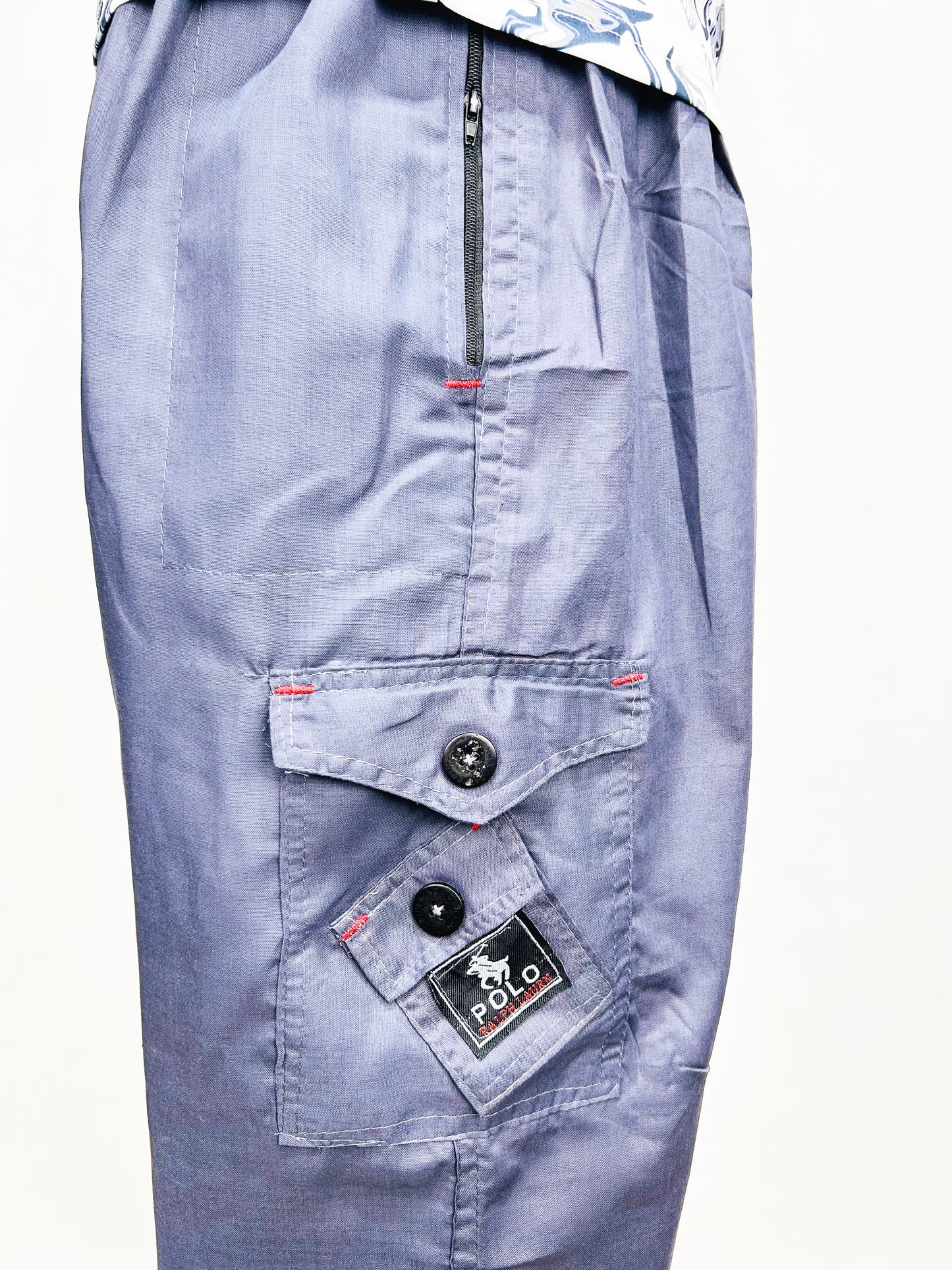 Dark Purple Cargo 3-QTR Cotton Short for Men MS93