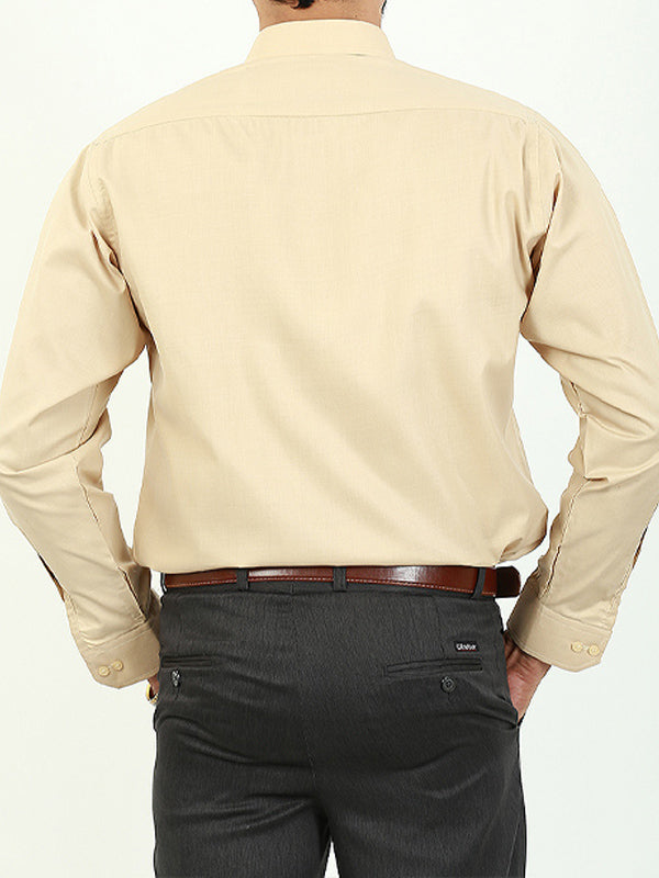 ZS Men's Plain Formal Dress Shirt Light Yellow