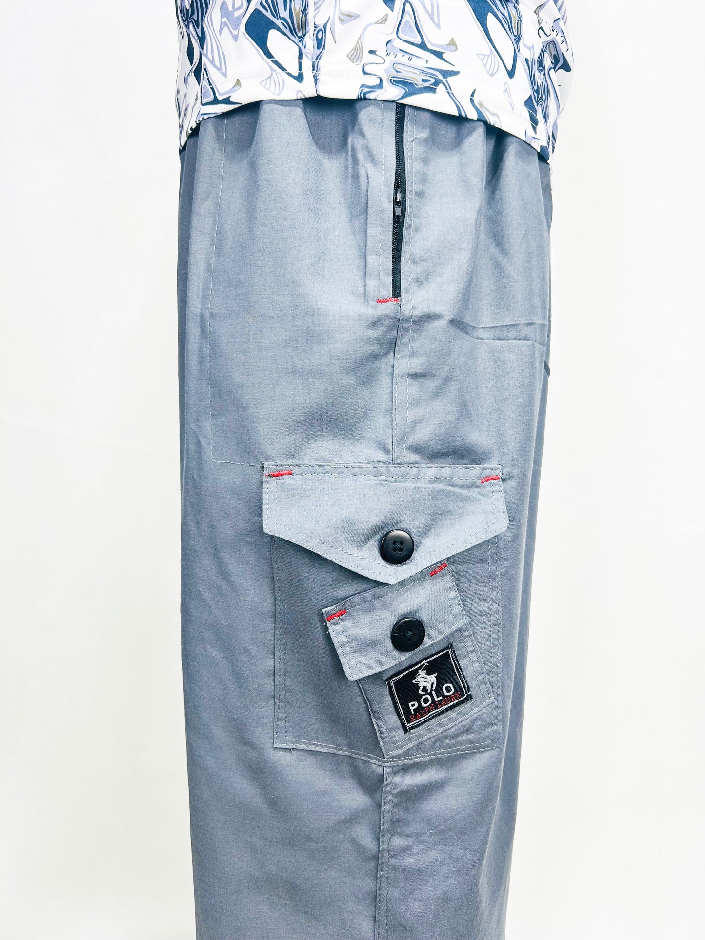 Grey Cargo 3-QTR Cotton Short for Men MS96