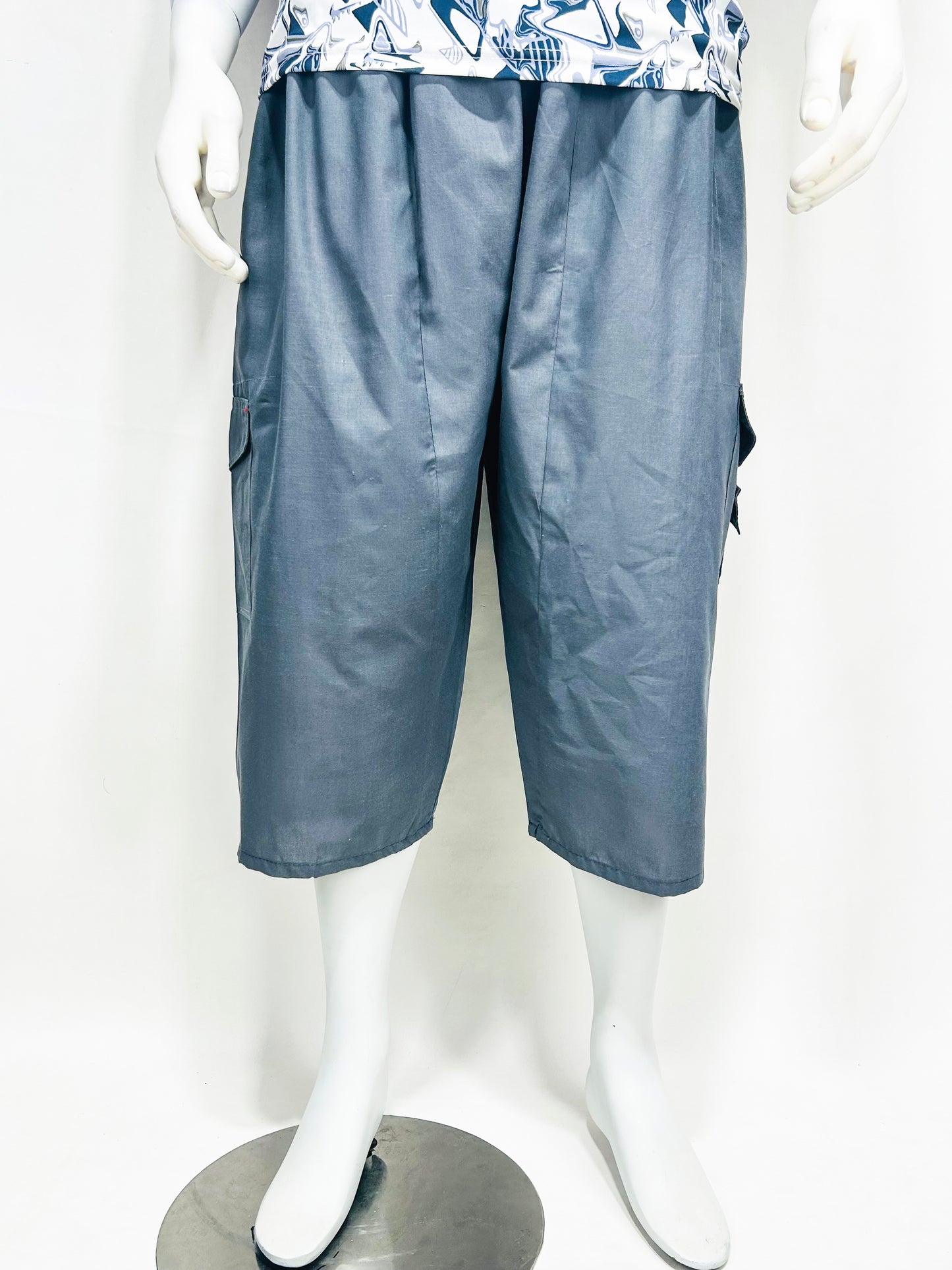 Grey Cargo 3-QTR Cotton Short for Men MS96
