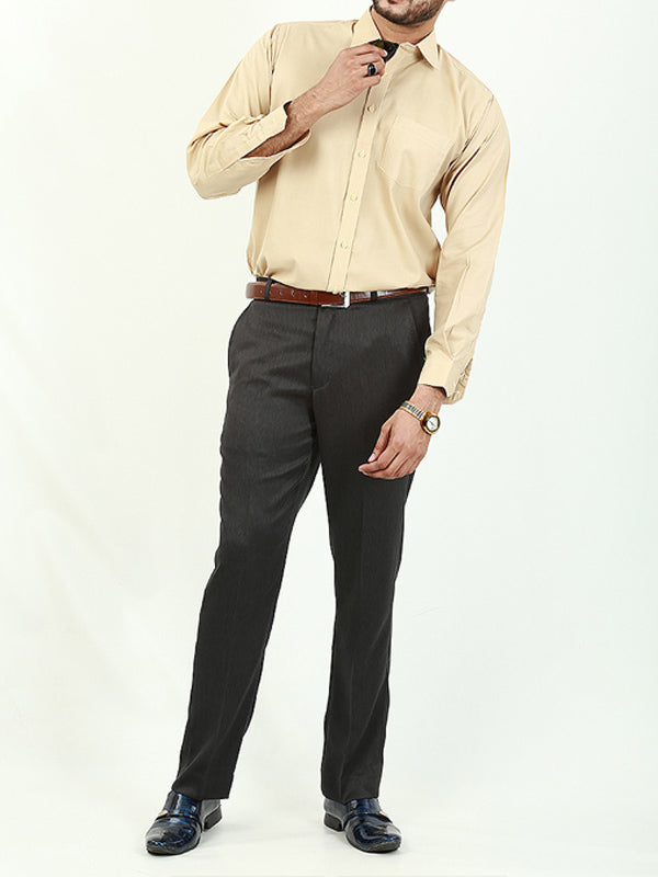 ZS Men's Plain Formal Dress Shirt Light Yellow