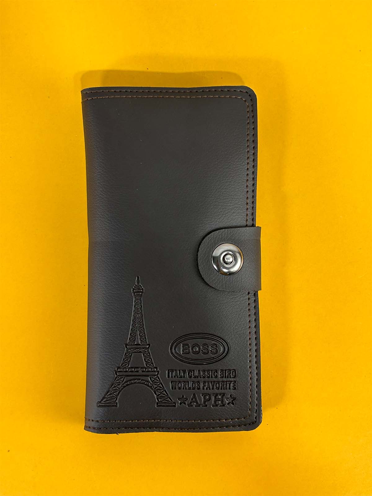 Dark Brown Syn-Leather Long Wallet For Men MW97