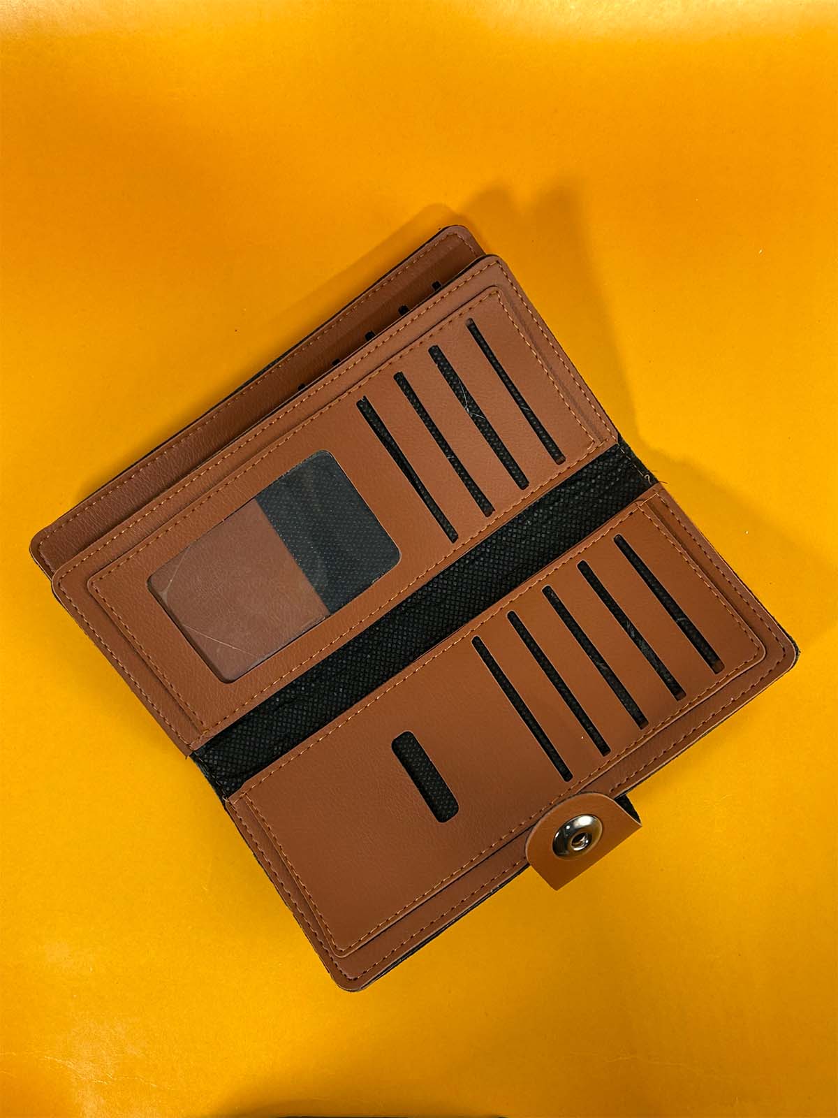 Light Brown Syn-Leather Long Wallet For Men MW98