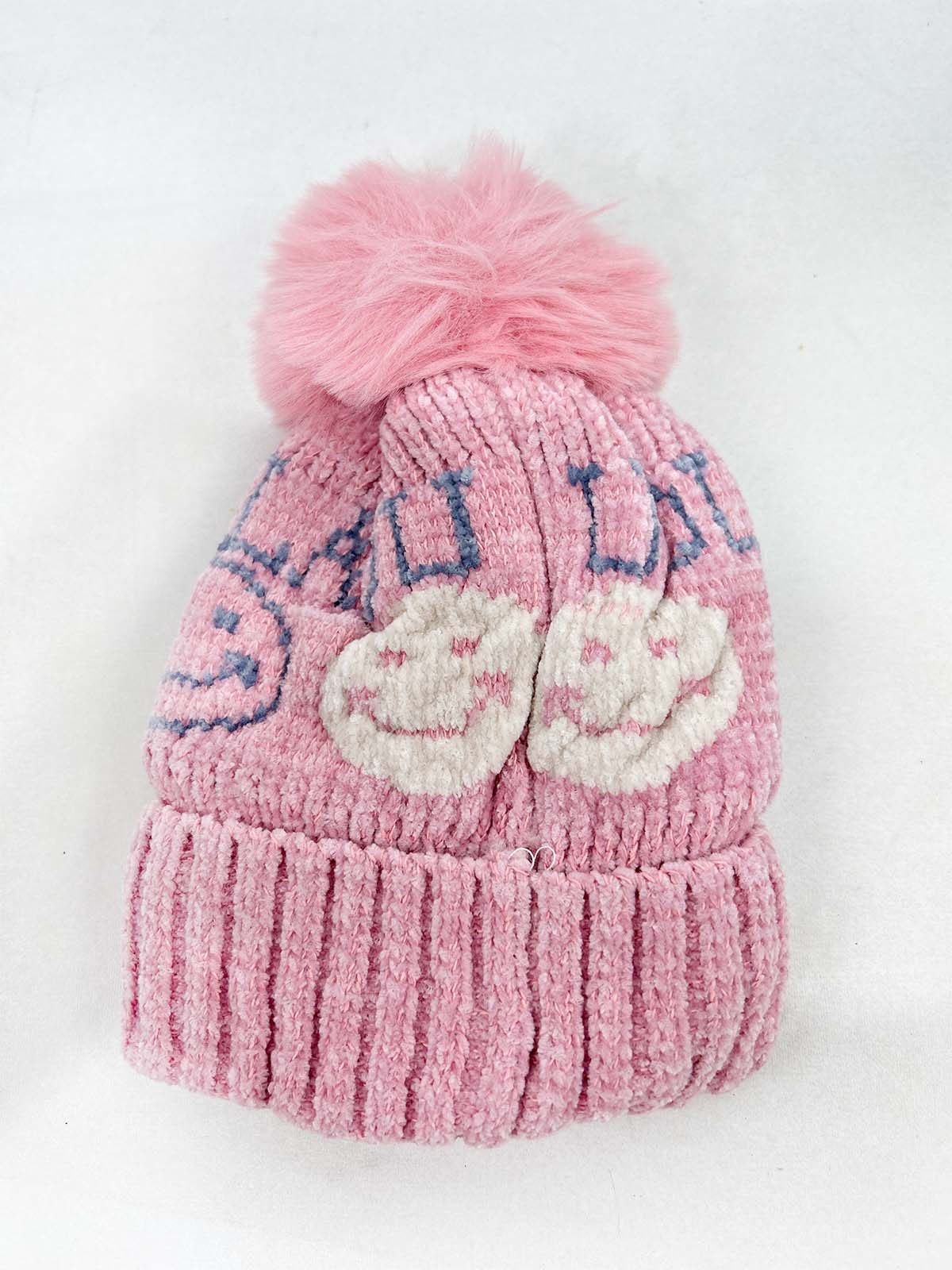 Smile Pink Beanie Winter Cap For Kids BWC33