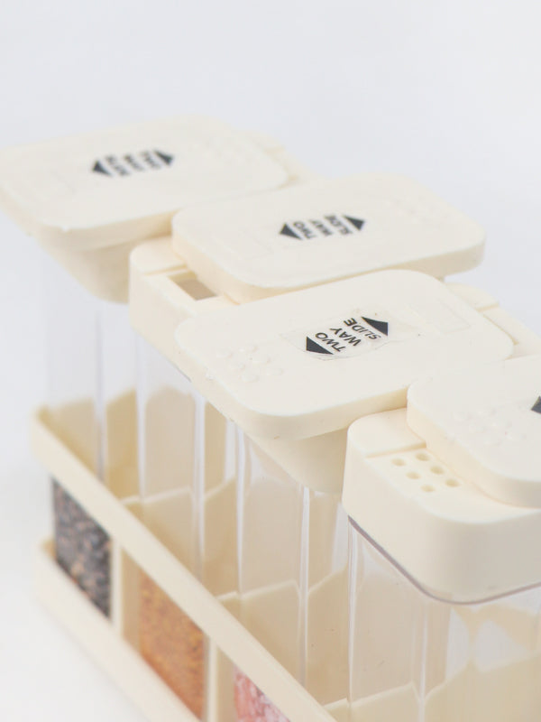 Novel Herb and Spice Rack with 4 Plastic Jar Bottles Cream