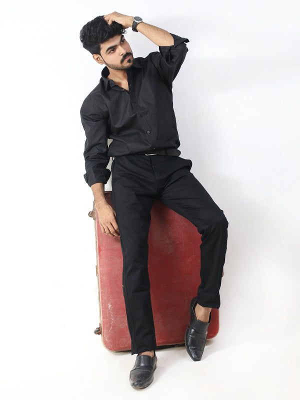 Black Dress Shirt For Men - Plain Black | The Cut Price Black Dress Shirt For Men - Plain Black | The Cut Price