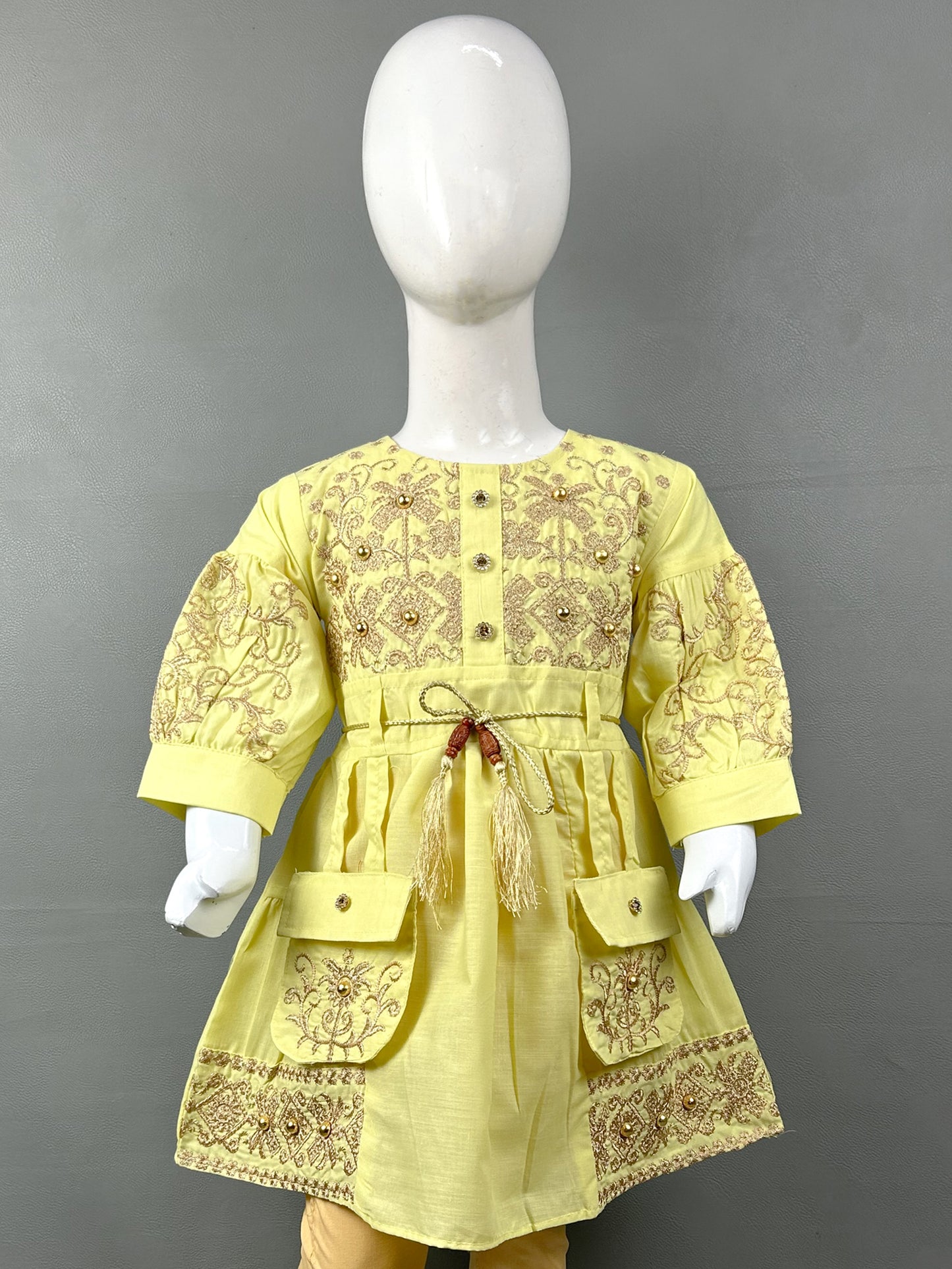 2Yr - 12Yrs Yellow Embroidered Suit For Girls RZ GS185