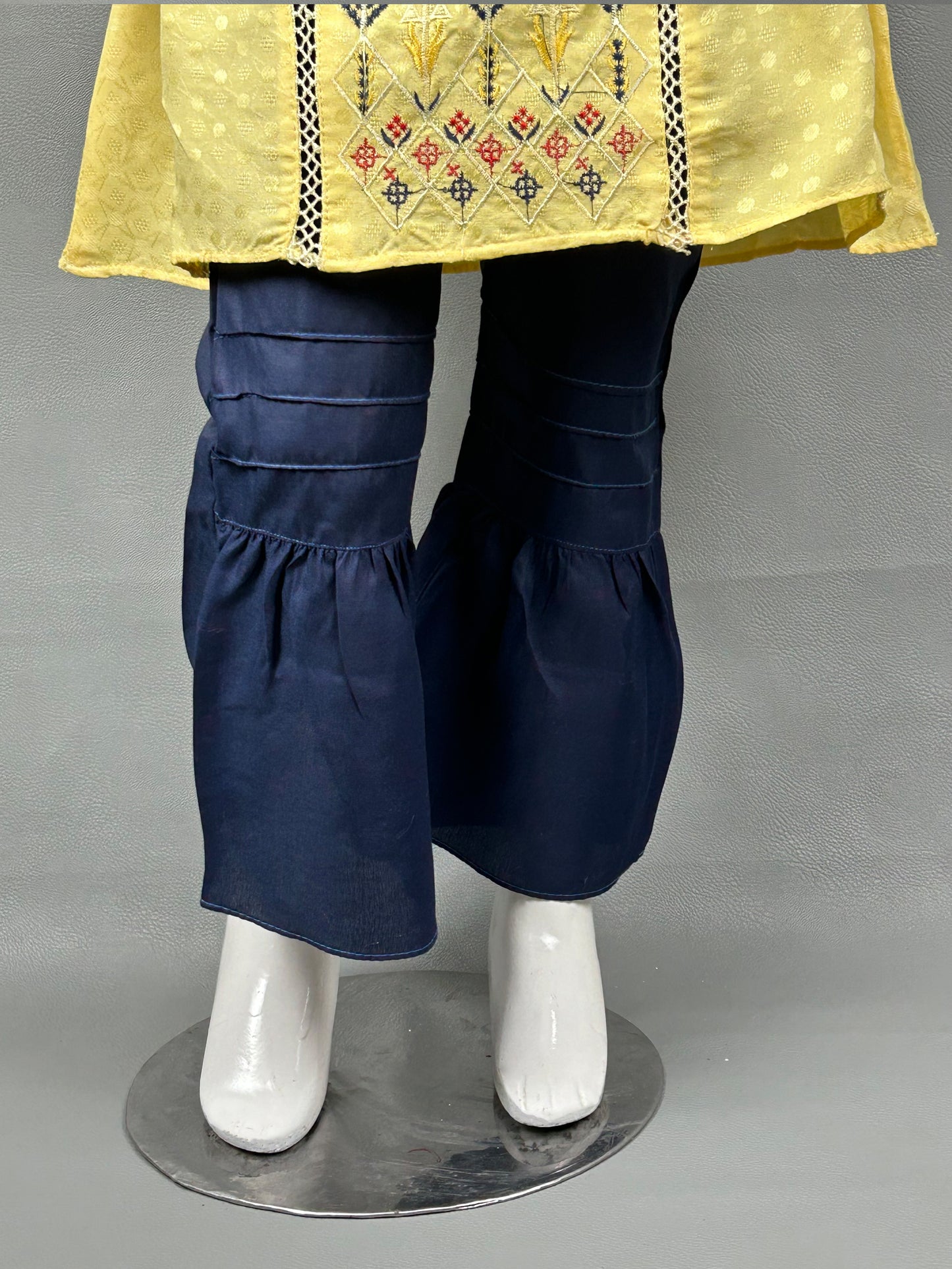 5Yr - 12Yrs Yellow Embroidered Suit For Girls GS197