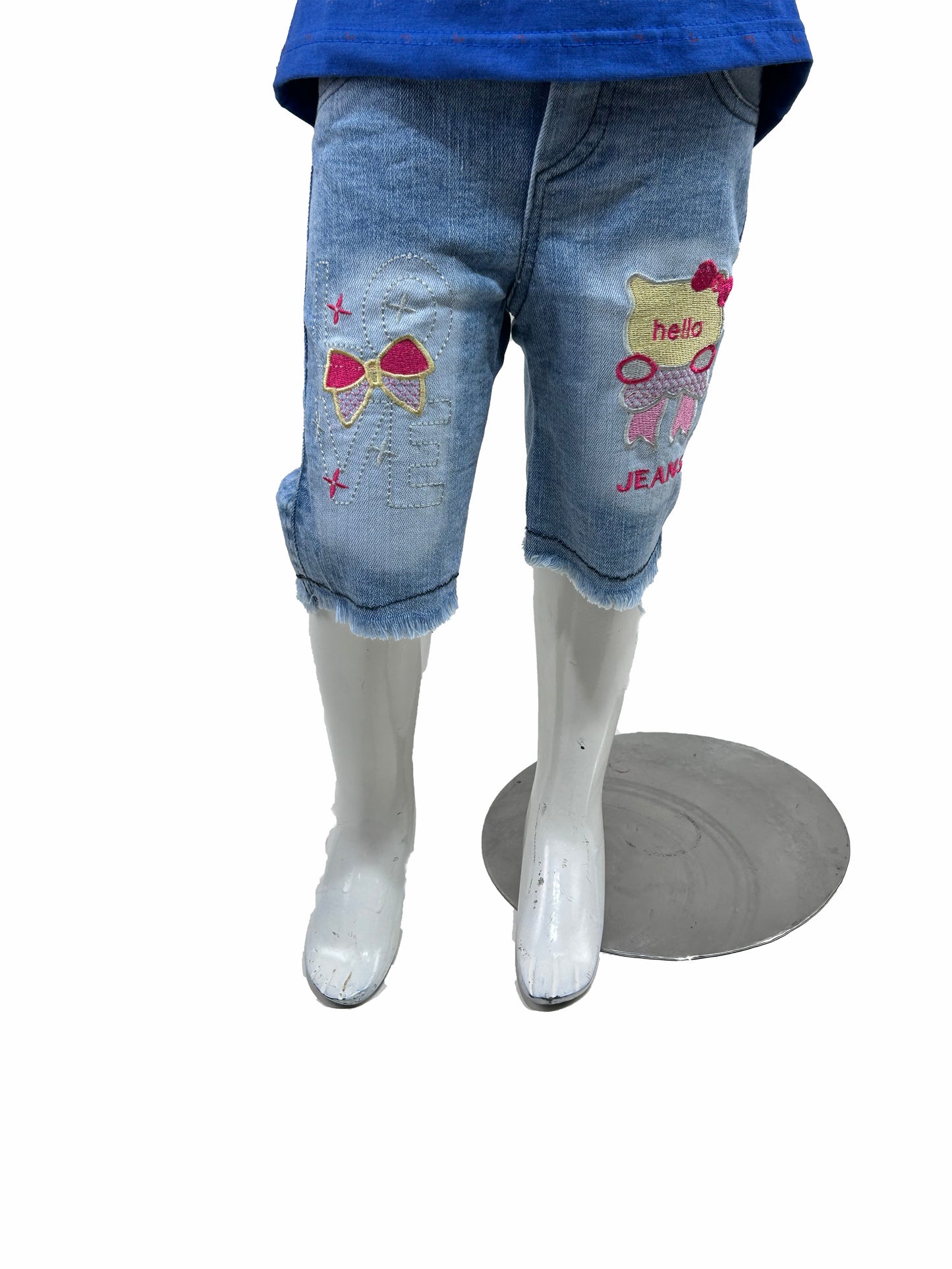 1.5Yrs - 4Yrs Stretchable Hello Light Blue Denim Jeans For Girls GJ28