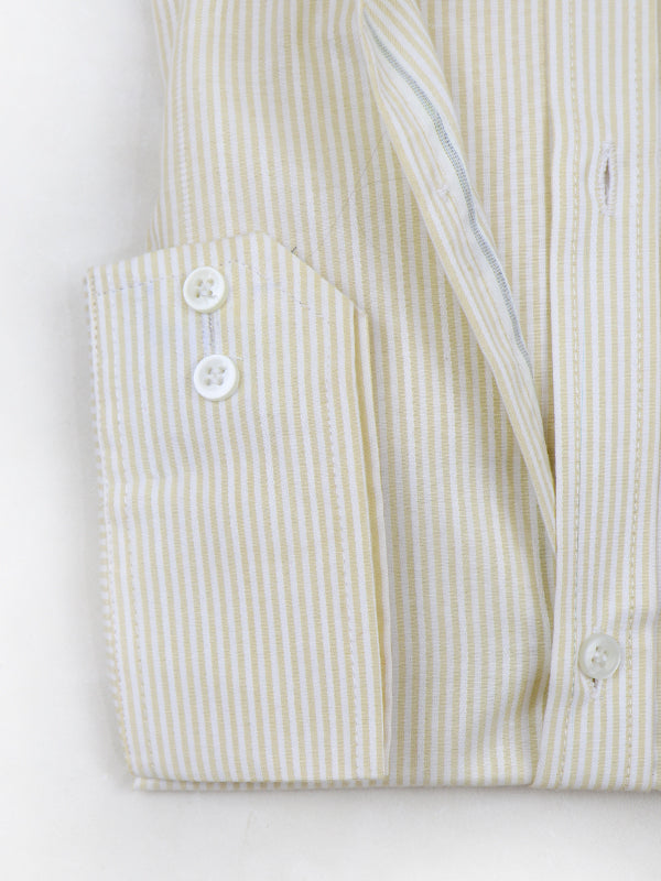 MFS38 AZ Men's Formal Dress Shirt Beige Lines
