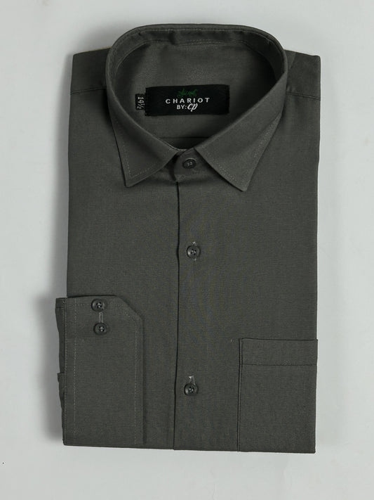 Grey Chambray Formal Dress Shirt For Men MFS365
