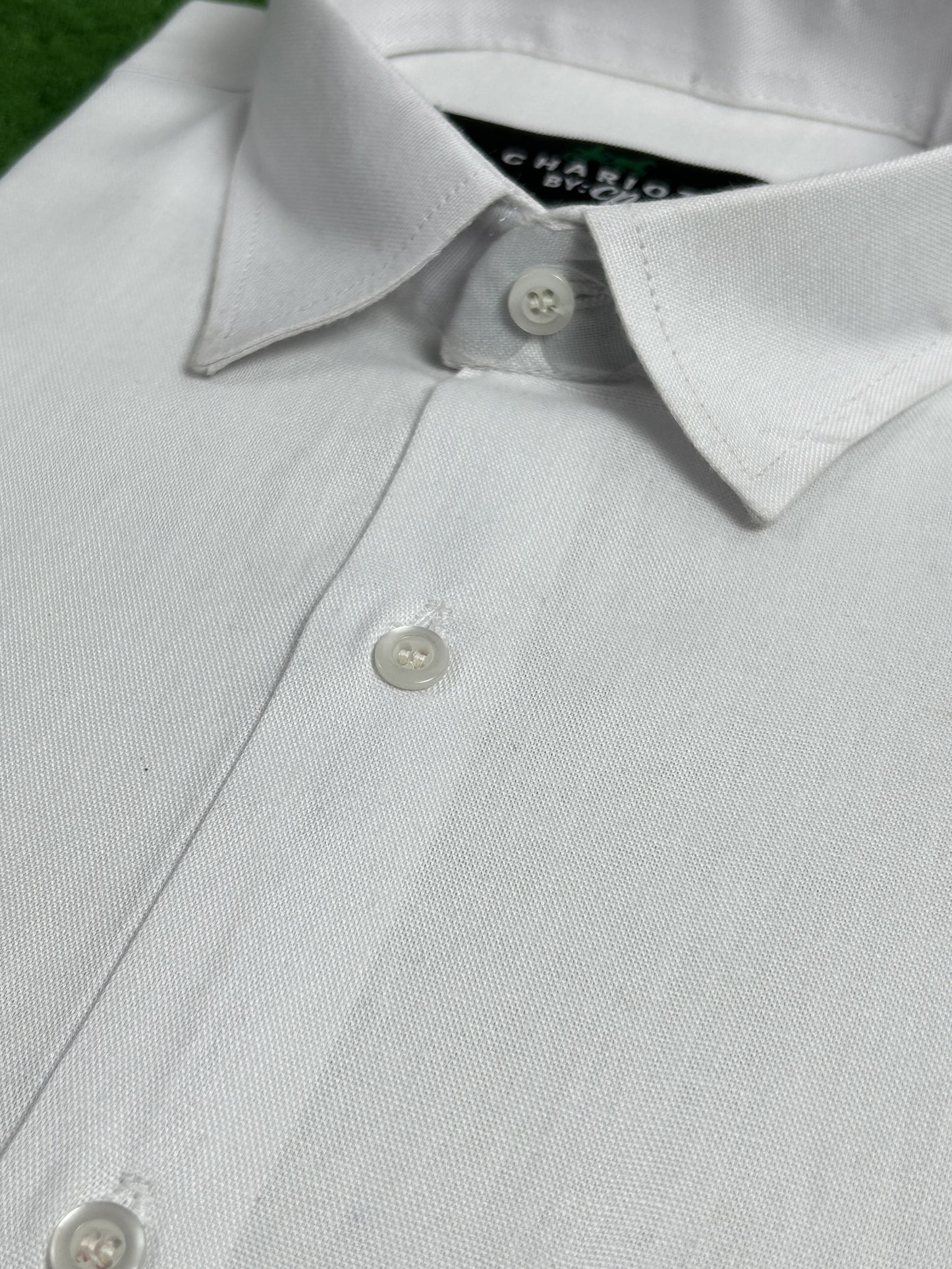 White Chambray Formal Dress Shirt For Men MFS364