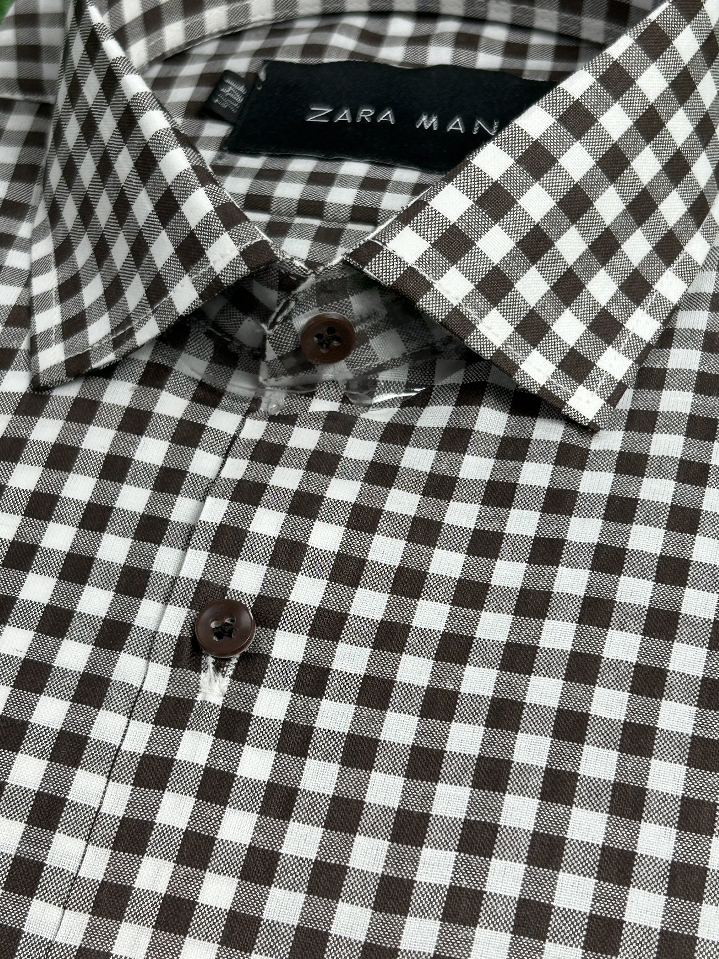 Brown Check Formal Dress Shirt For Men MFS362