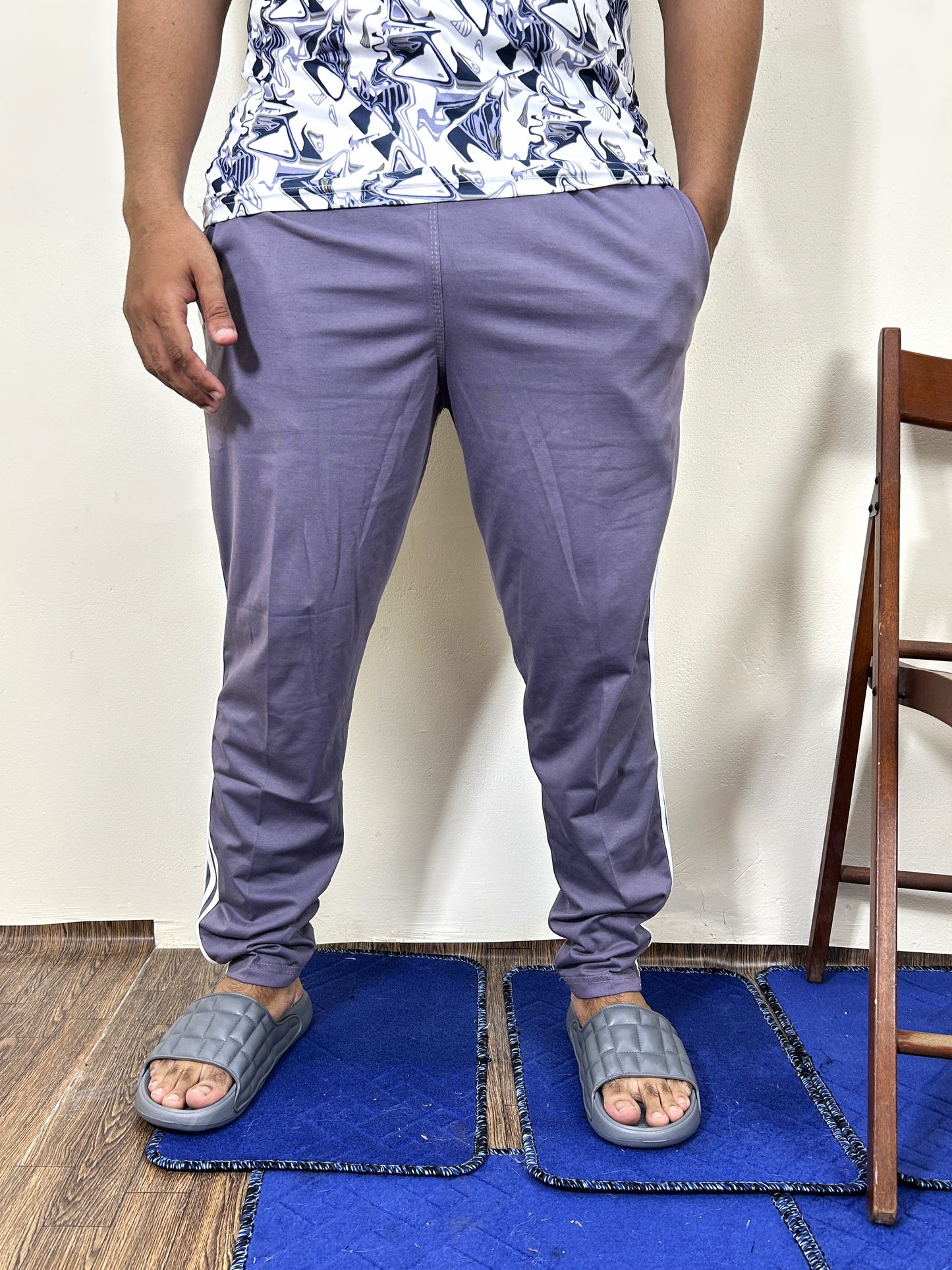 Lavender Jersey Trousers For Men MZ MT206