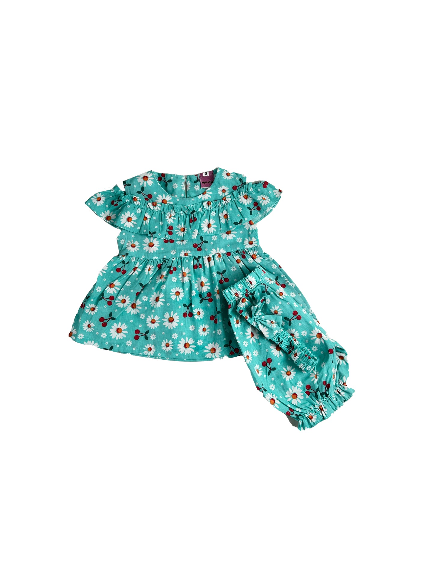 1Yr - 4Yrs Girl Cherry Blossom Bloom Green Suit For Girls BG GS246