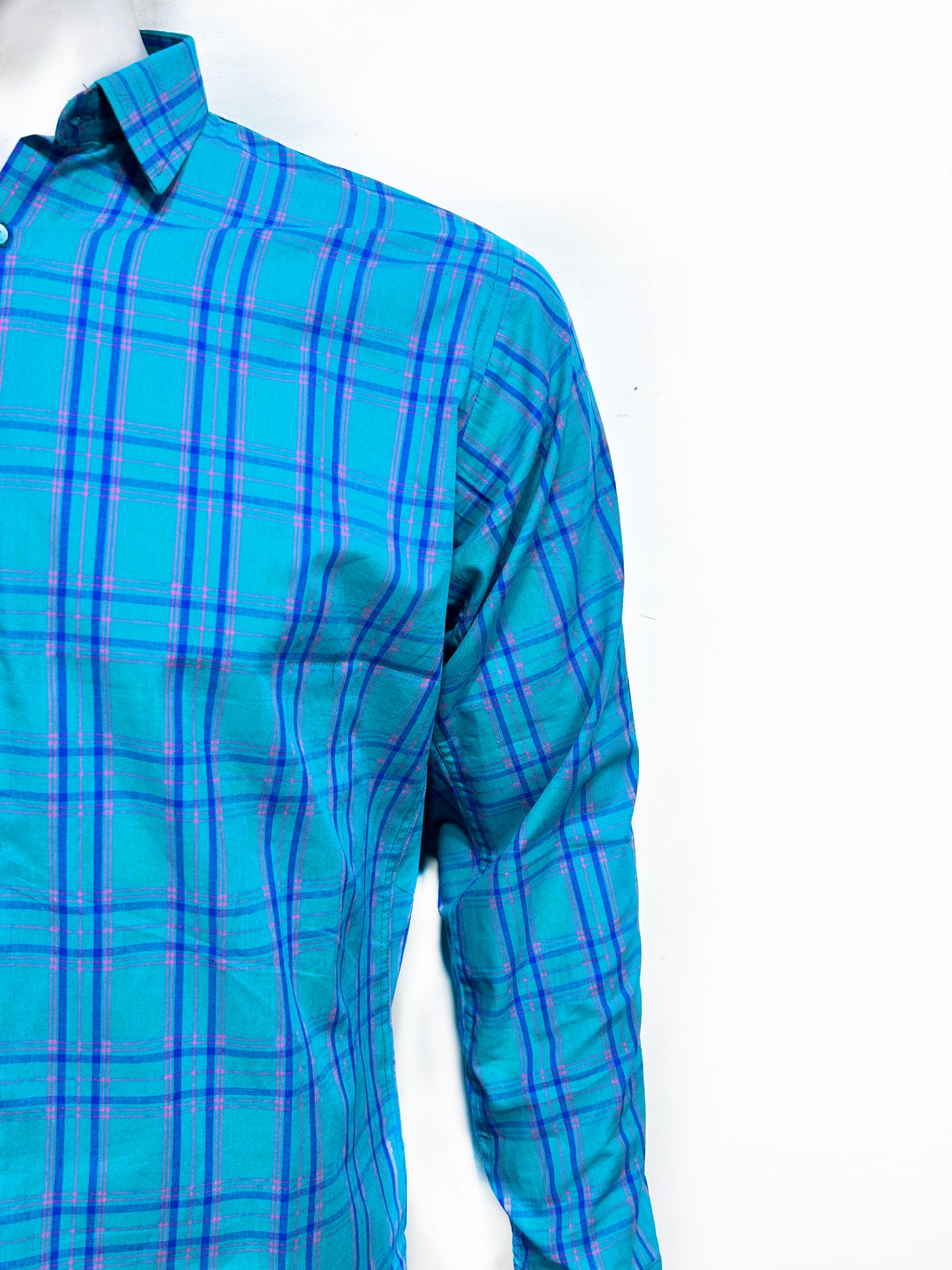 Sea Green Checks Casual Shirt For Men MCS71