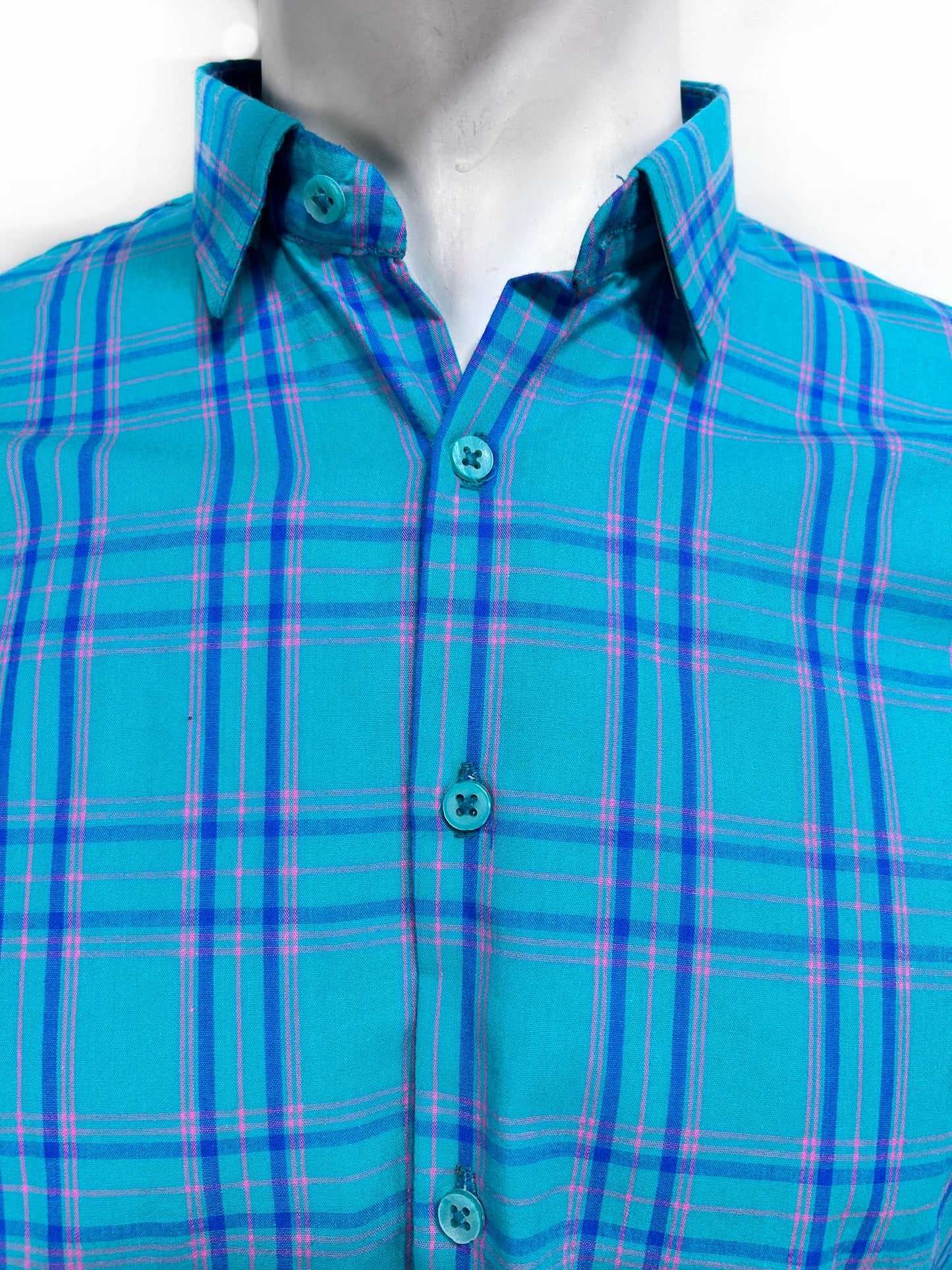 Sea Green Checks Casual Shirt For Men MCS71