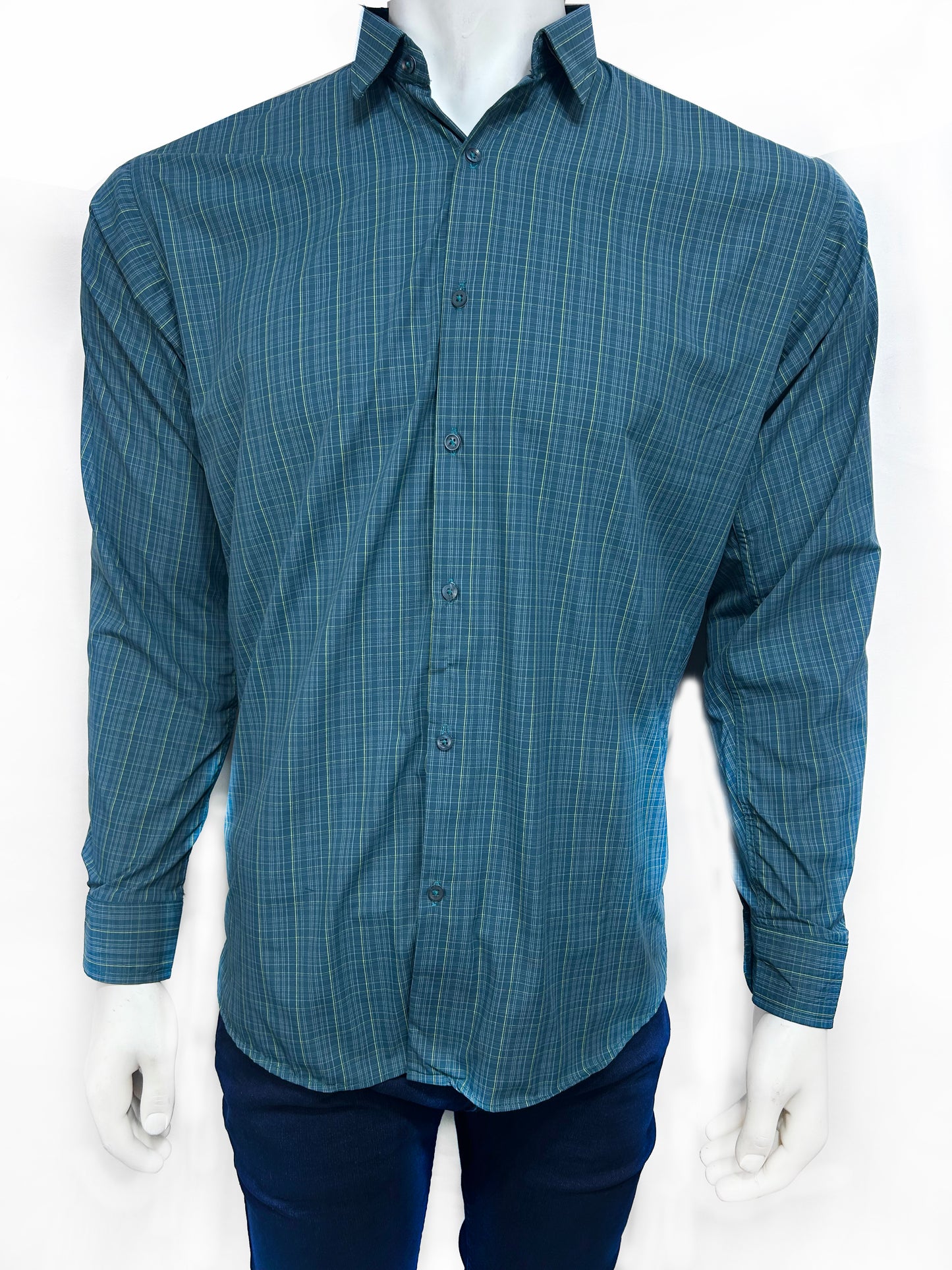 Dark Sea Green Checks Casual Shirt For Men MCS73