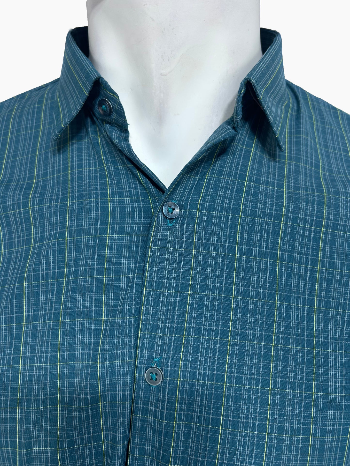 Dark Sea Green Checks Casual Shirt For Men MCS73
