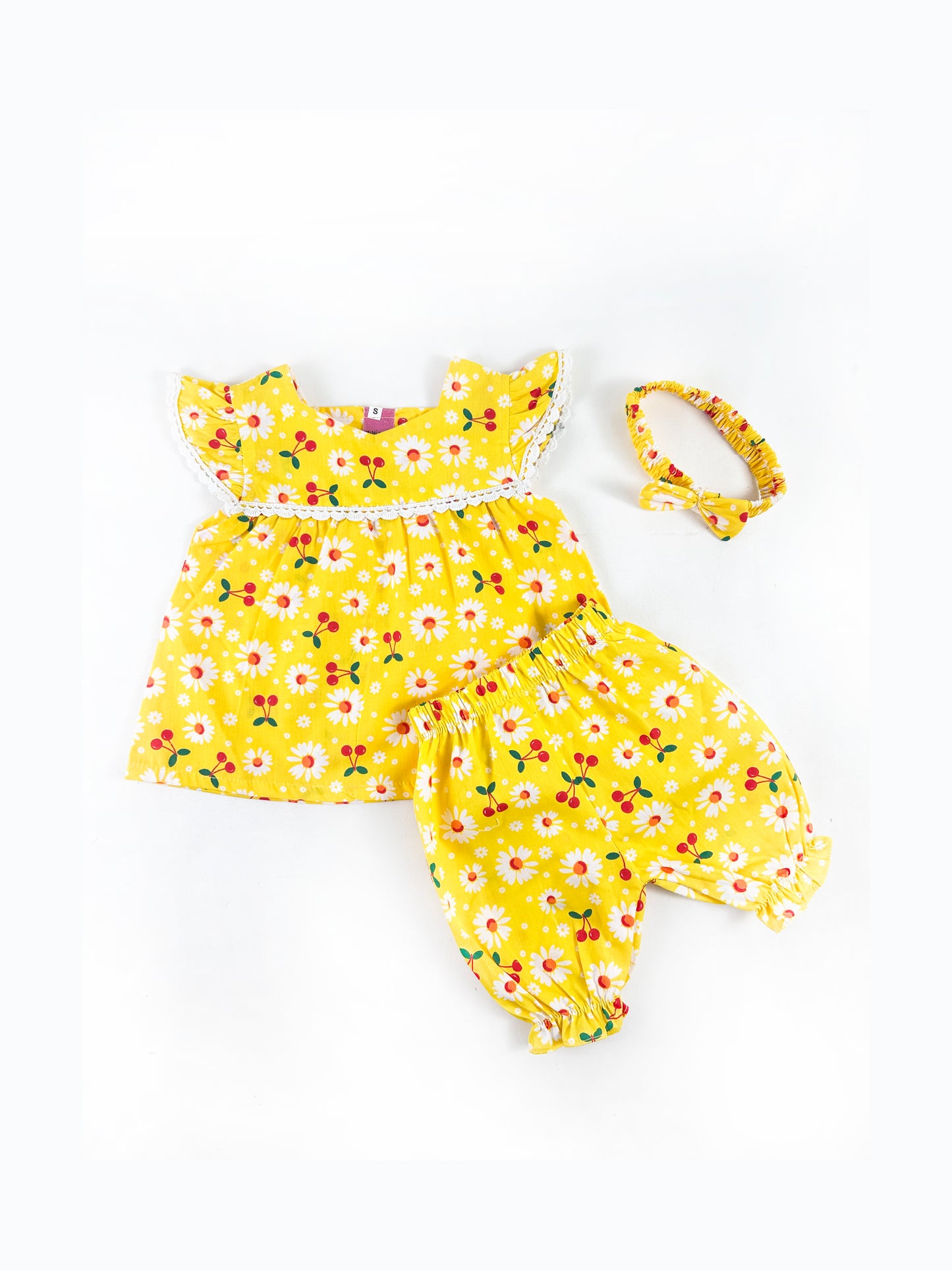 1Yr - 4Yrs Girl Cherry Cute Yellow Suit For Girls BG GS251