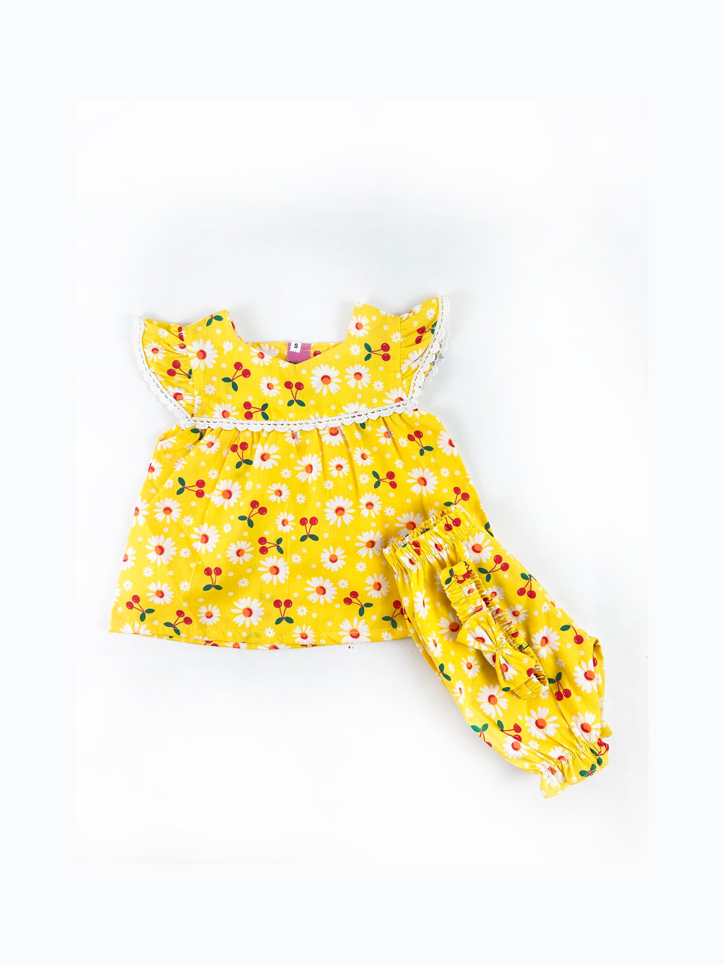 1Yr - 4Yrs Girl Cherry Cute Yellow Suit For Girls BG GS251