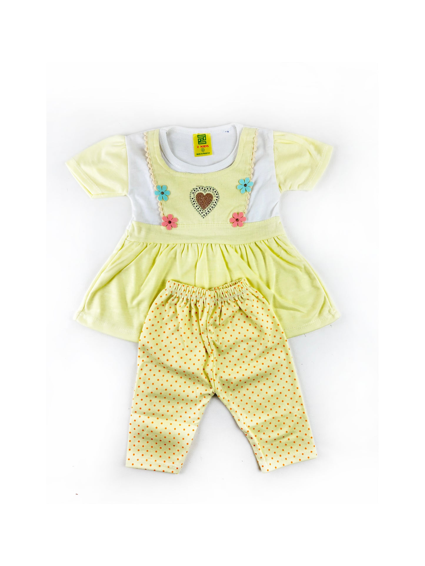3Mth - 9Mth Heart Light Yellow Baby Suit For Newborn NBS439