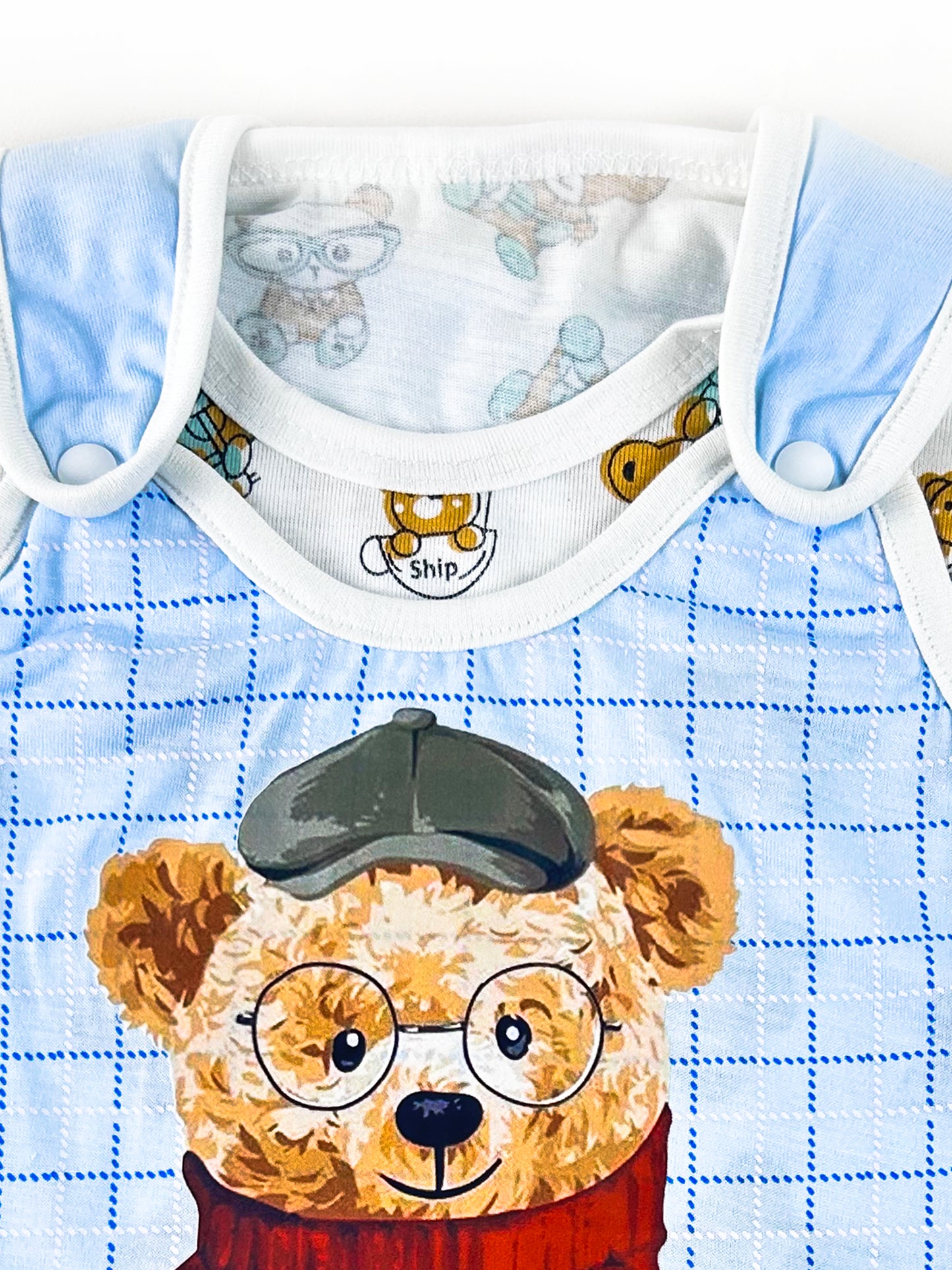 3Mth - 9Mth Teddy Cafe Blue Romper For Newborn MG NBR74
