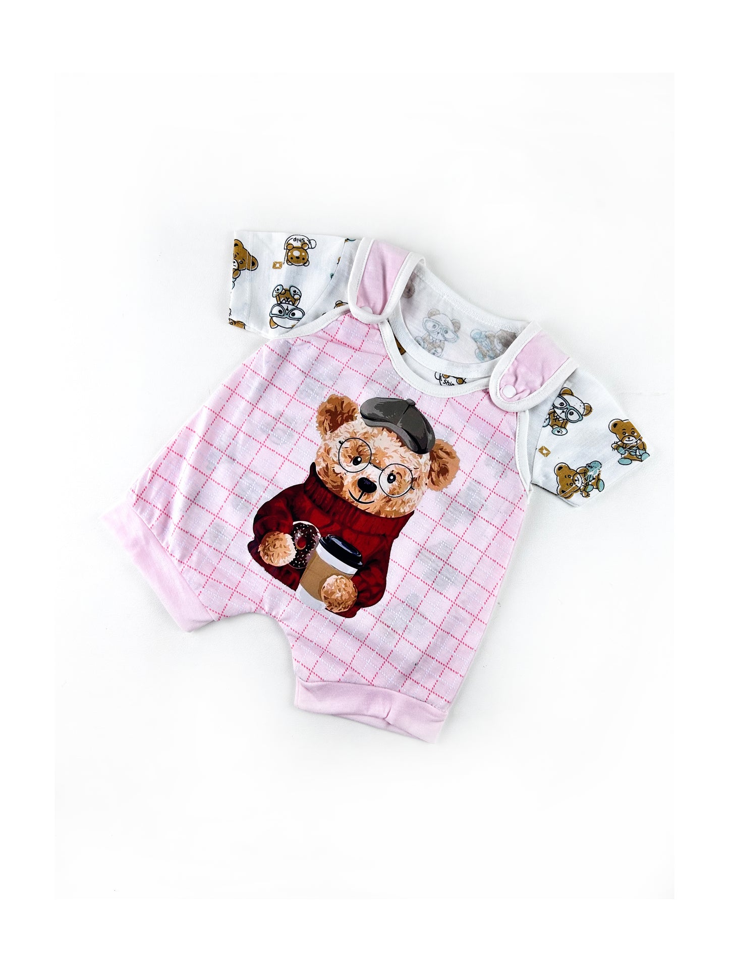 3Mth - 9Mth Teddy Cafe Pink Romper For Newborn MG NBR76