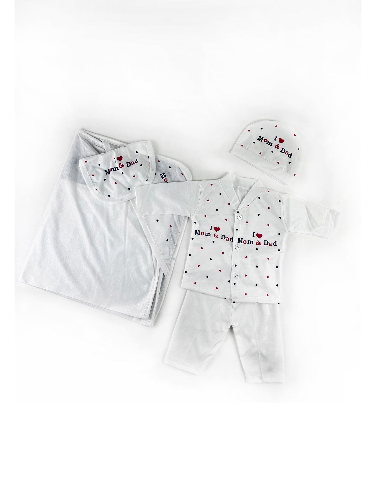 0Mth - 3Mth Mom & Dad White 5Pcs Gift Set For Newborn NBGS126