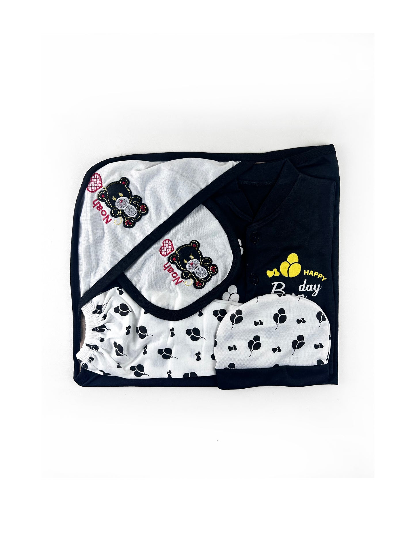 0Mth - 3Mth Happy Black 5Pcs Gift Set For Newborn NBGS131