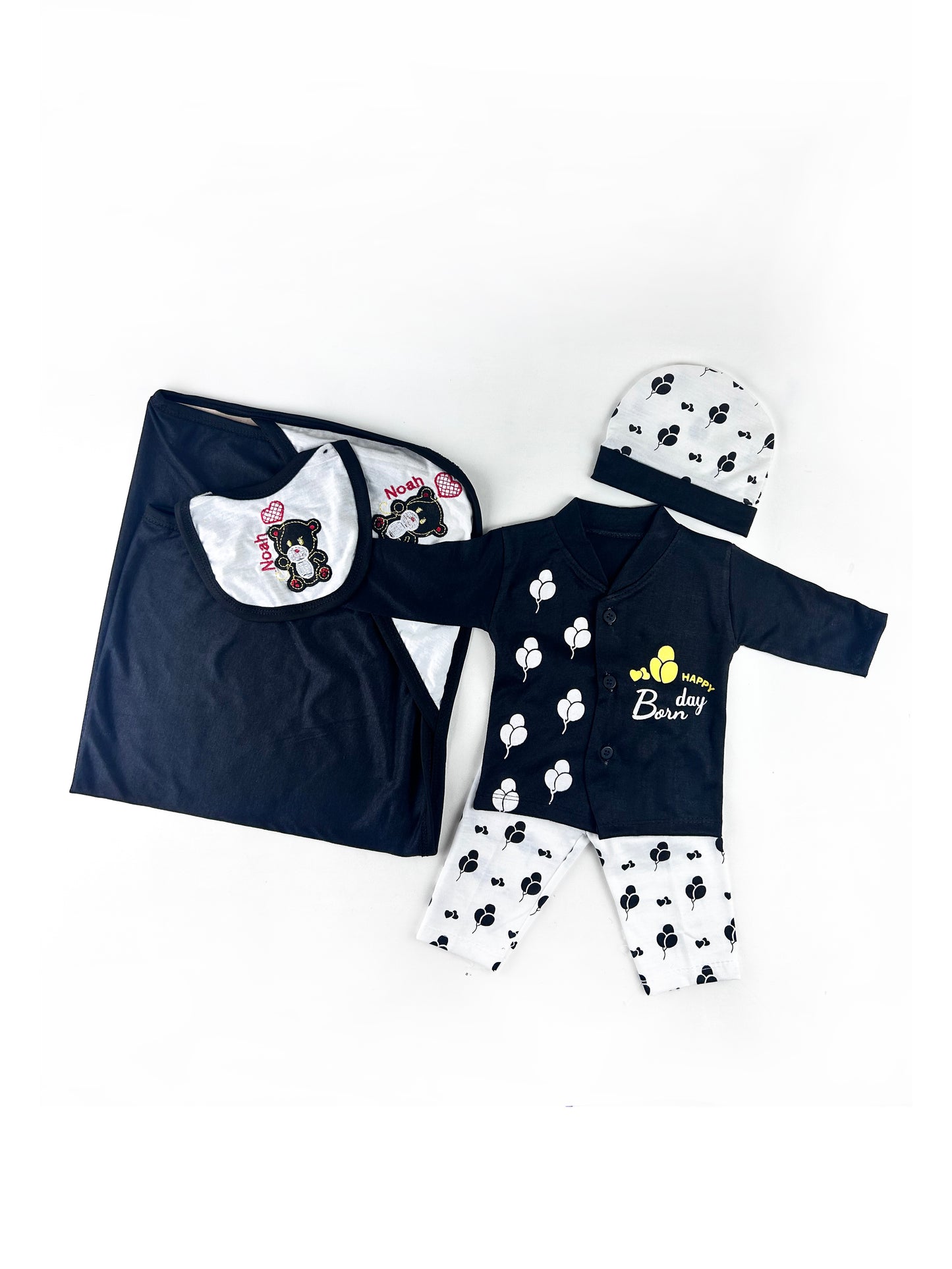 0Mth - 3Mth Happy Black 5Pcs Gift Set For Newborn NBGS131