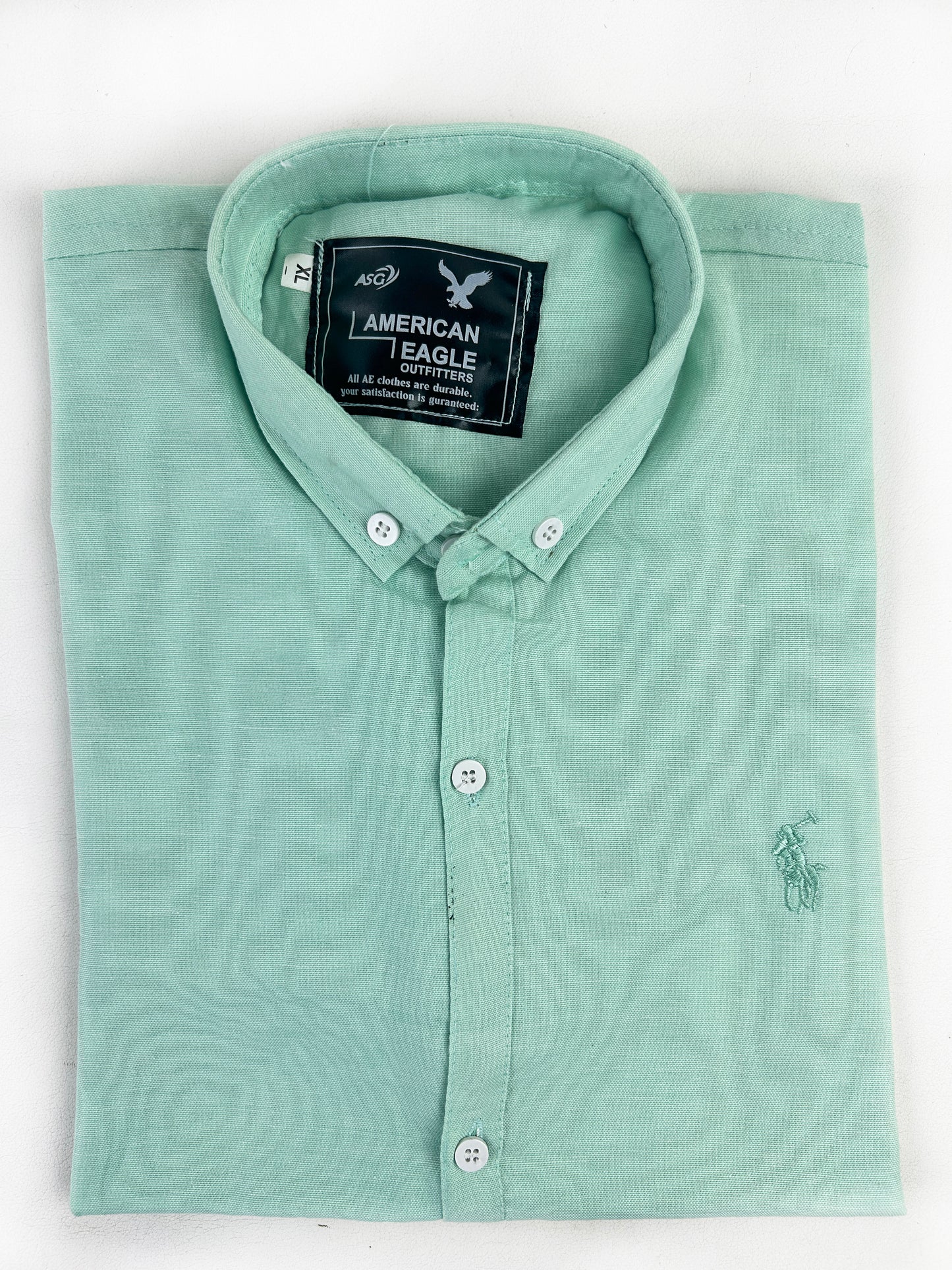 Light Green Chambray Casual Shirt For Men MCS83