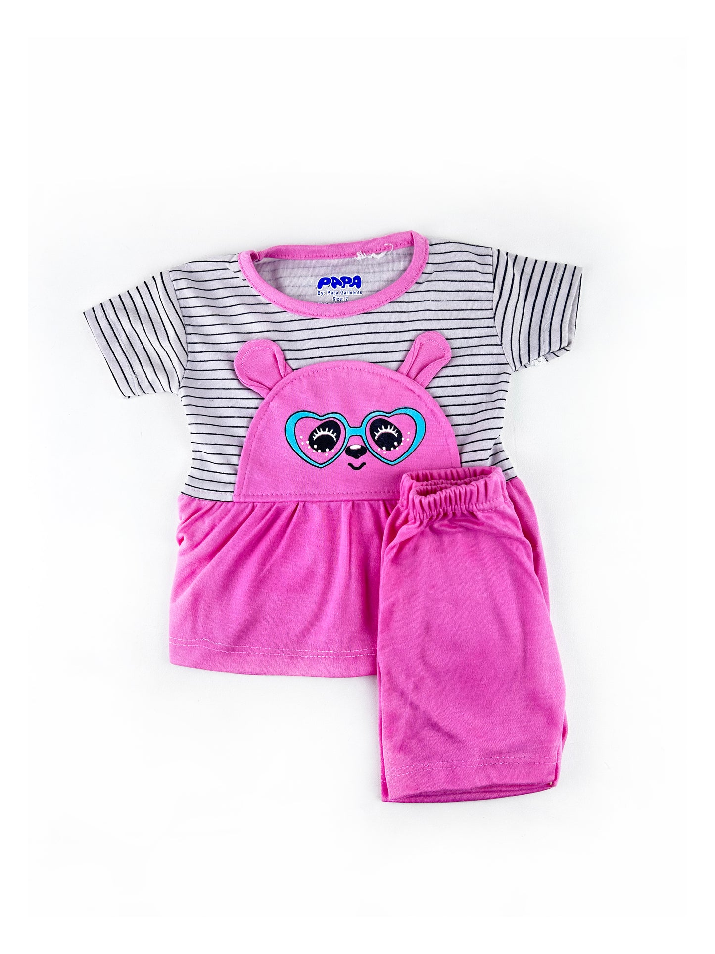 PG Newborn Baby Suit 3Mth - 9Mth Heart Bear Pink NBS485