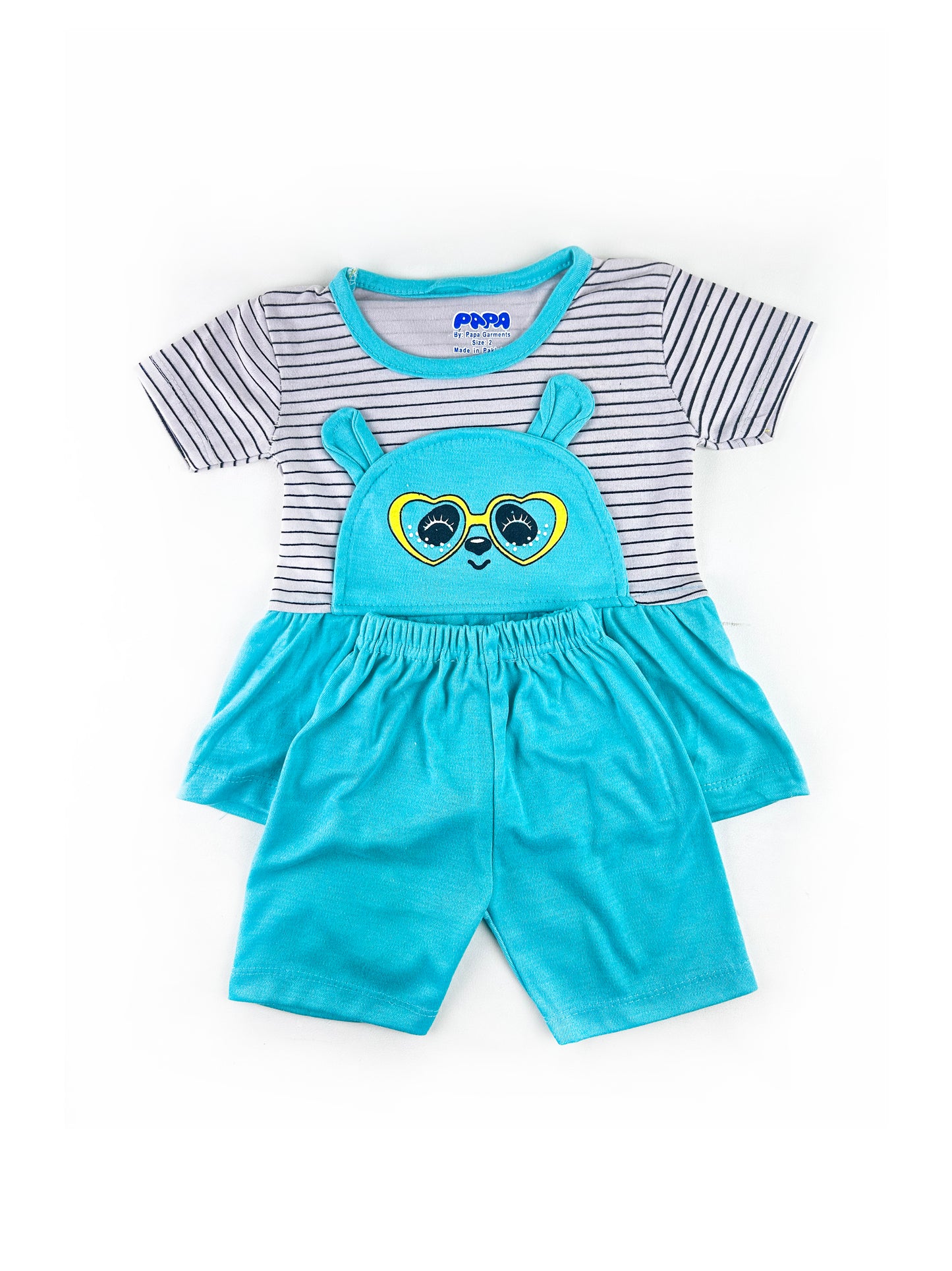 PG Newborn Baby Suit 3Mth - 9Mth Heart Bear Ferozi NBS487