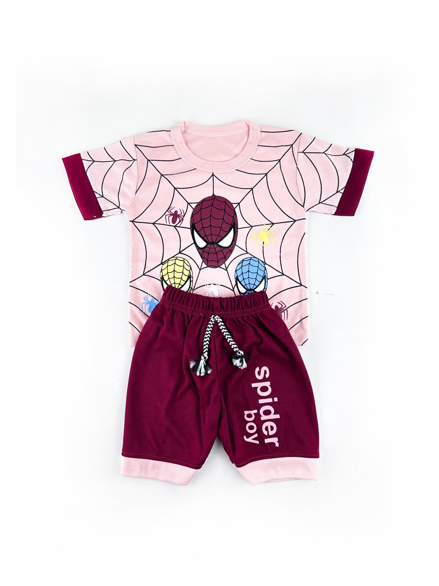 3Mth - 9Mth Spider Boy Pink Baba Suit For Newborn PG NBS474