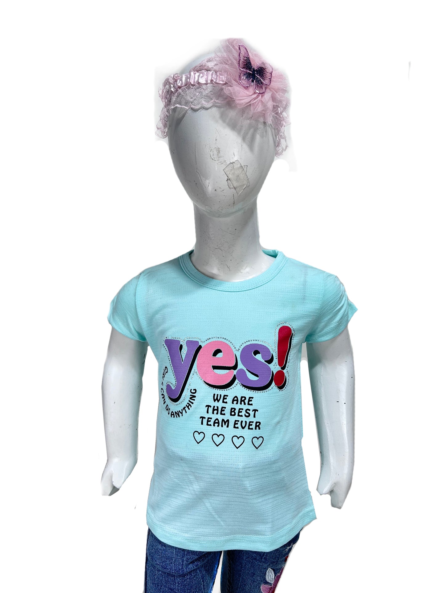 2.5Yrs - 7Yrs SK Yes Light Ferozi T-Shirt For Girls GTS68