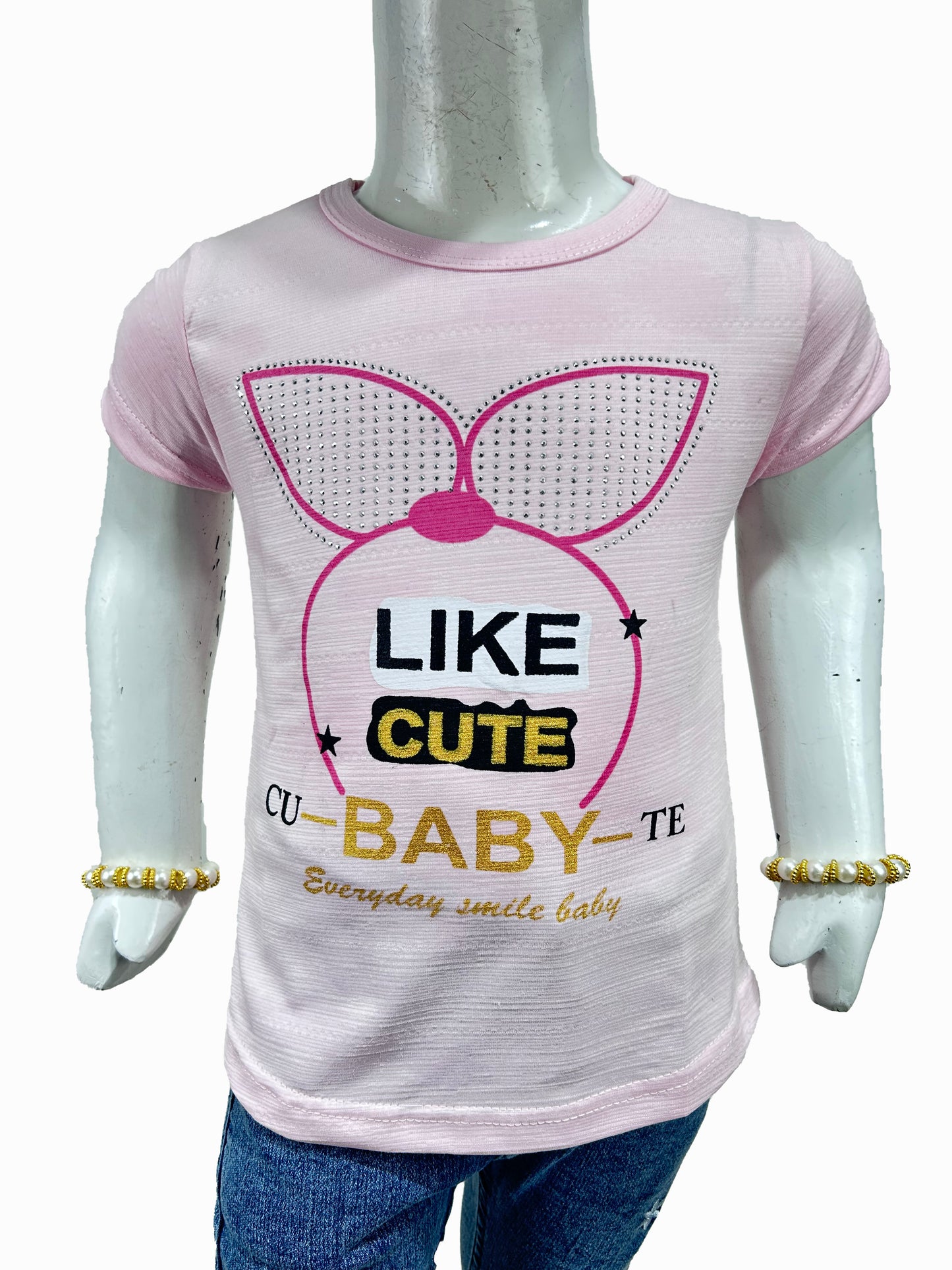 2.5Yrs - 7Yrs SK Like Light Pink T-Shirt For Girls GTS74