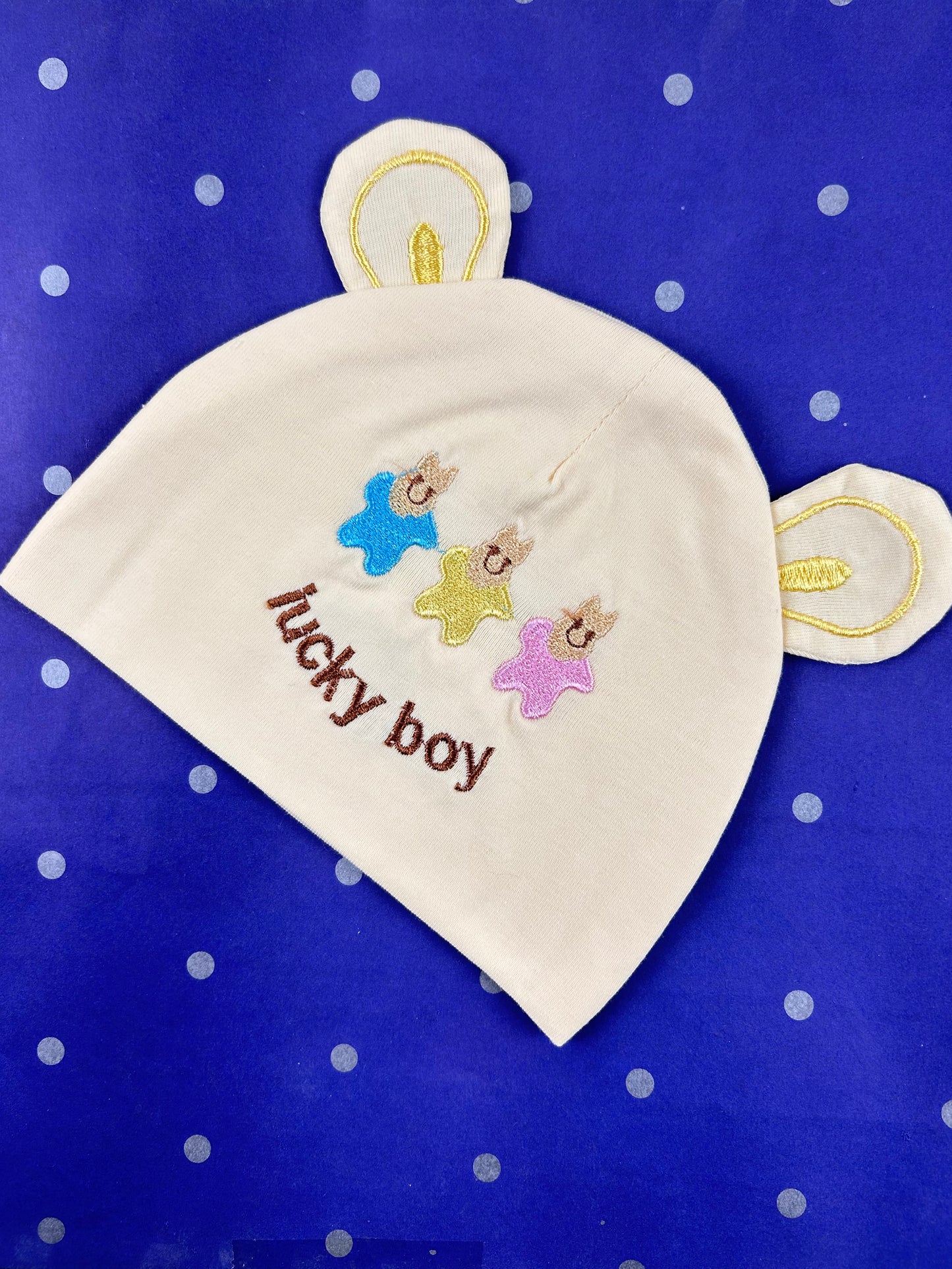 Light Yellow Lucky Boy Cap For Newborn NBC12