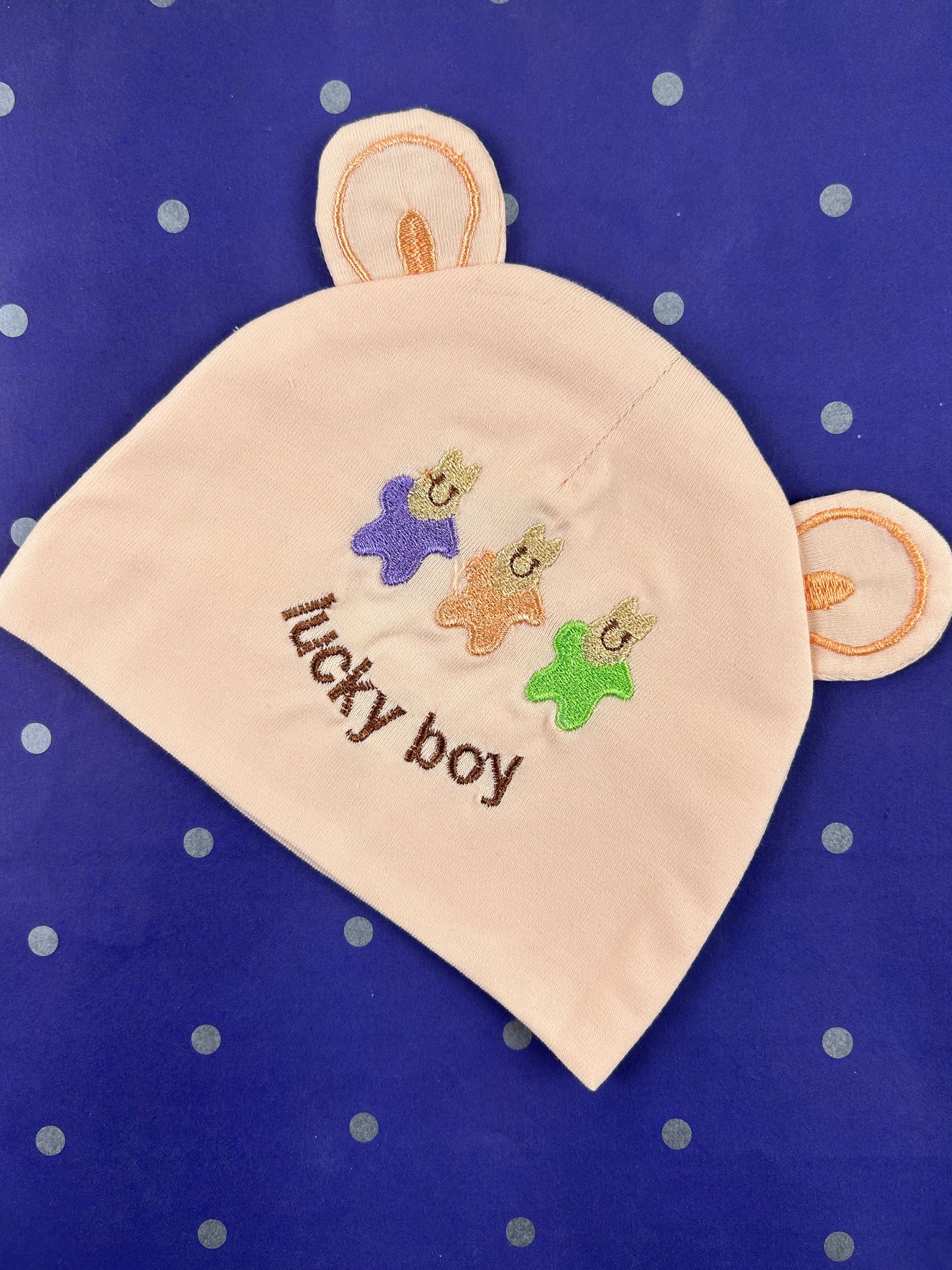 Beige Lucky Boy Cap For Newborn NBC13