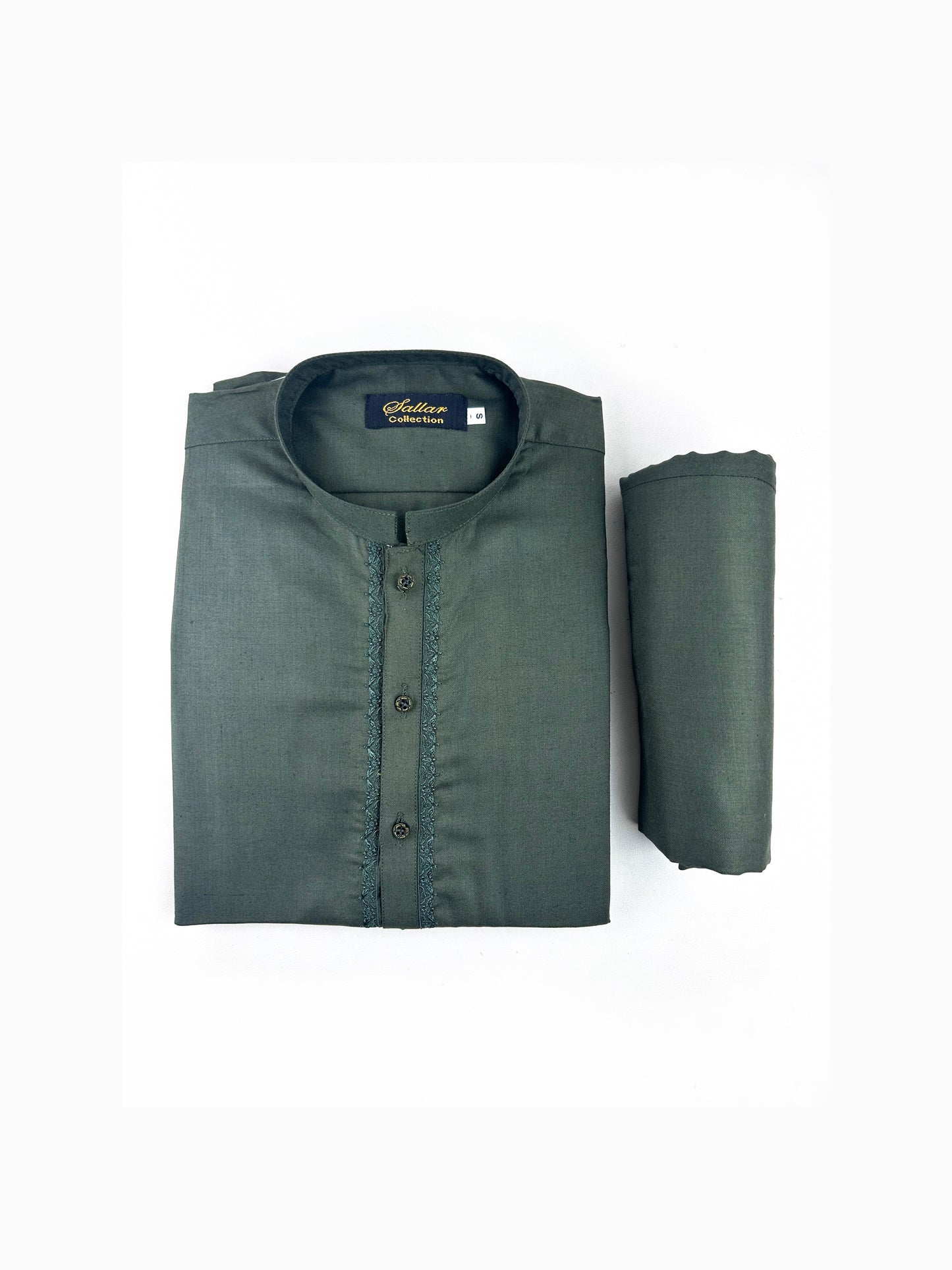 752- 06 Dark Green Stitched Suit Kameez Shalwar For Men MSK190
