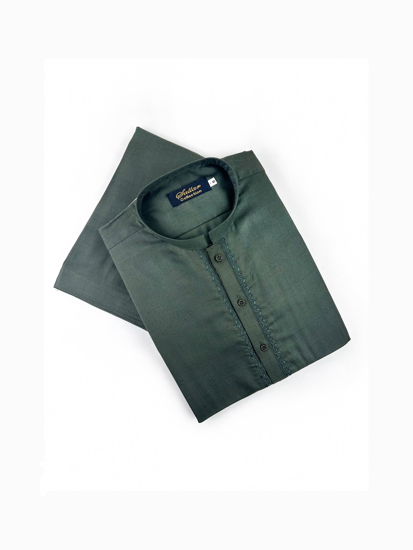 752- 06 Dark Green Stitched Suit Kameez Shalwar For Men MSK190