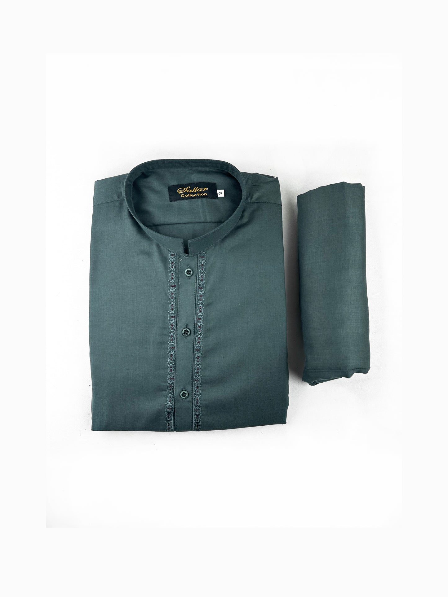 752- 03 Dark Sea Green Stitched Suit Kameez Shalwar For Men MSK187