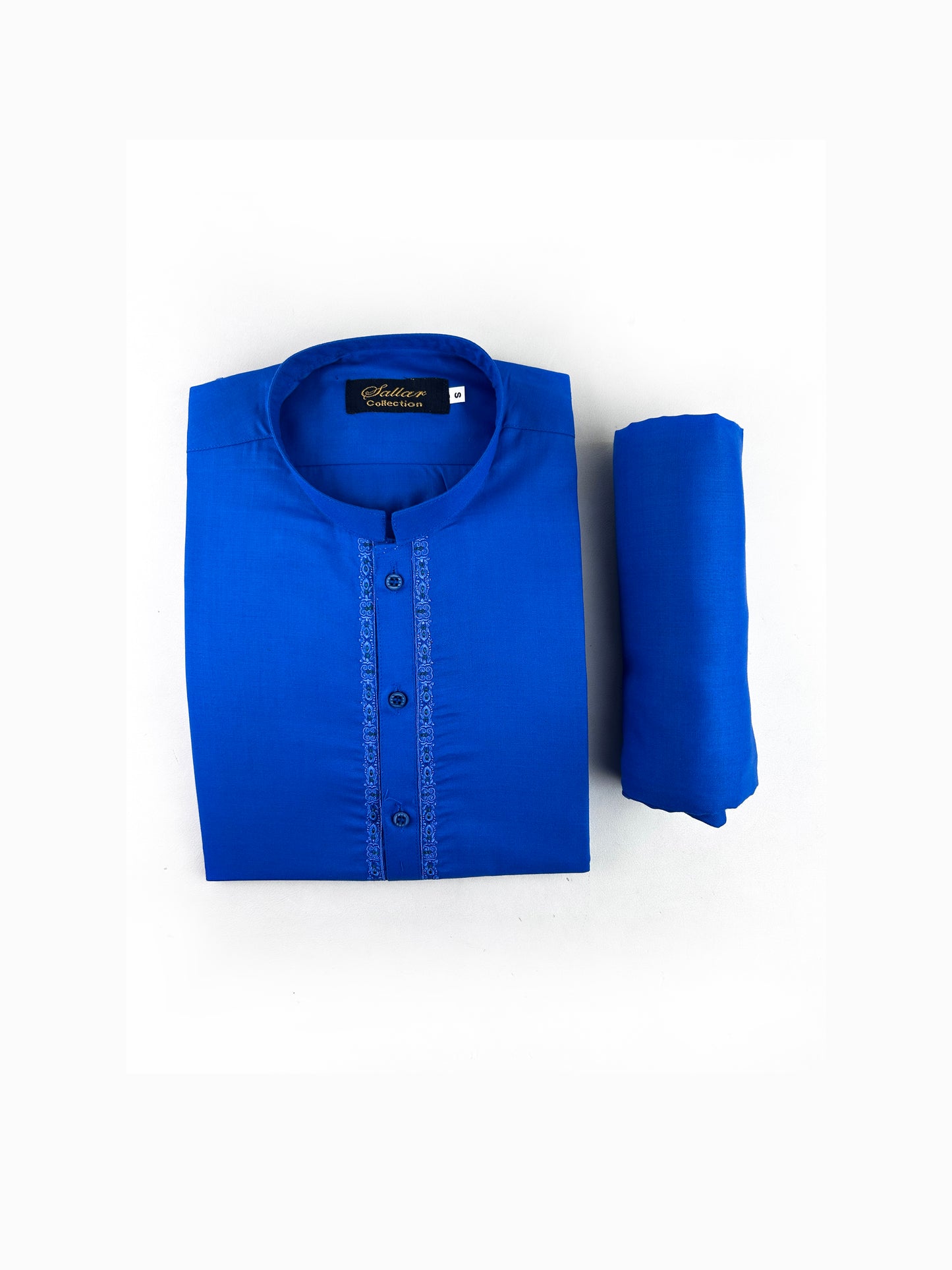 752- 07 Royal Blue Stitched Suit Kameez Shalwar For Men MSK191