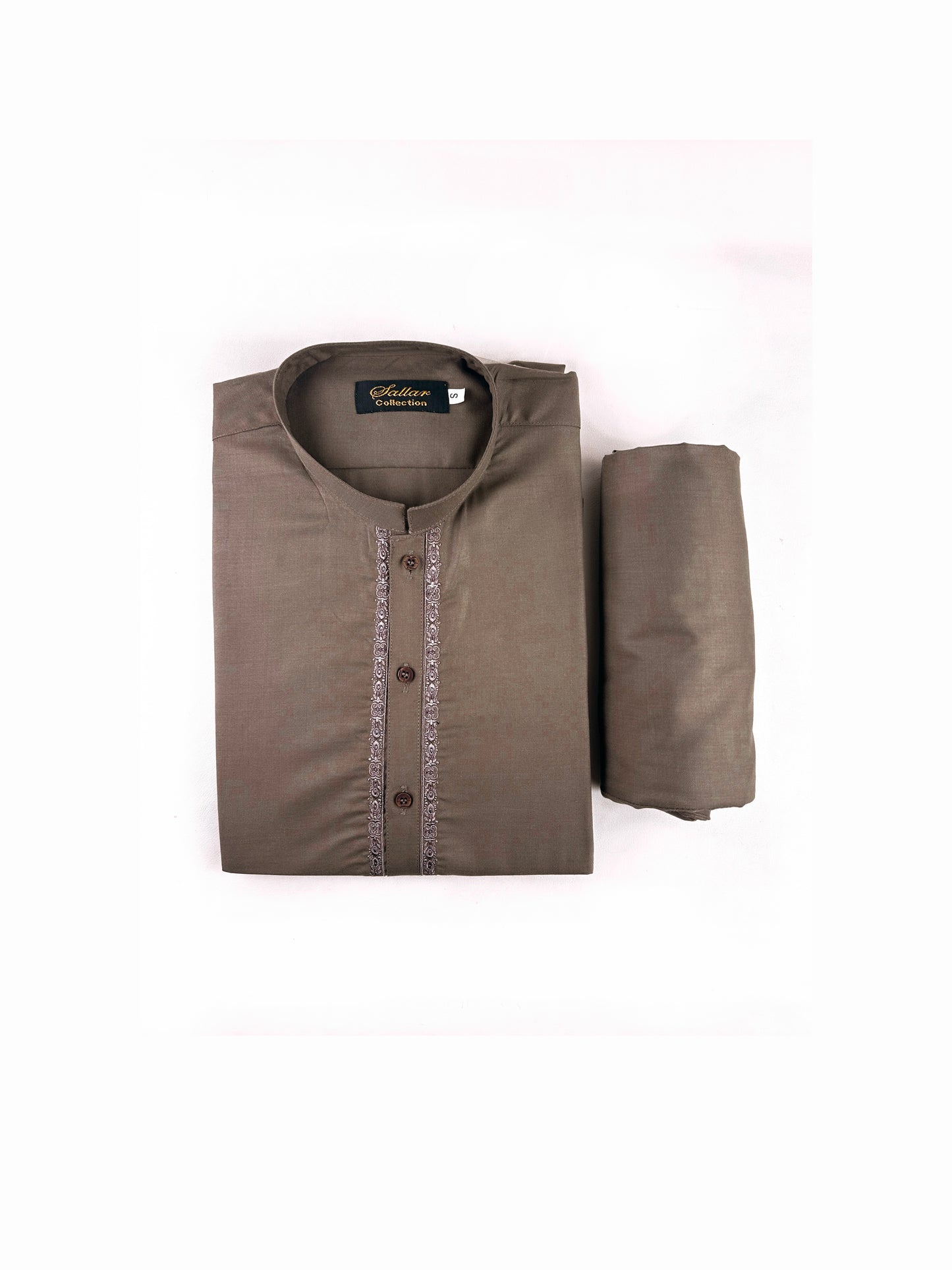 752- 04 Brown Stitched Suit Kameez Shalwar For Men MSK188