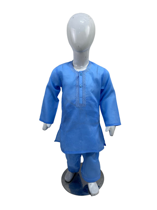 2Yrs - 14Yrs AB Sky Blue Boys Kurta Shalwar Cotton BKS151