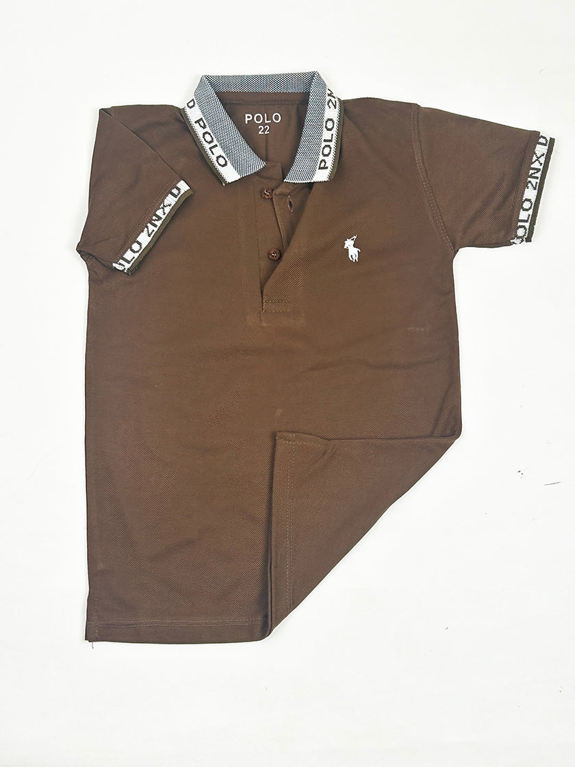 4Yrs - 8Yrs Dark Brown Polo T-Shirt For Boys BTS82